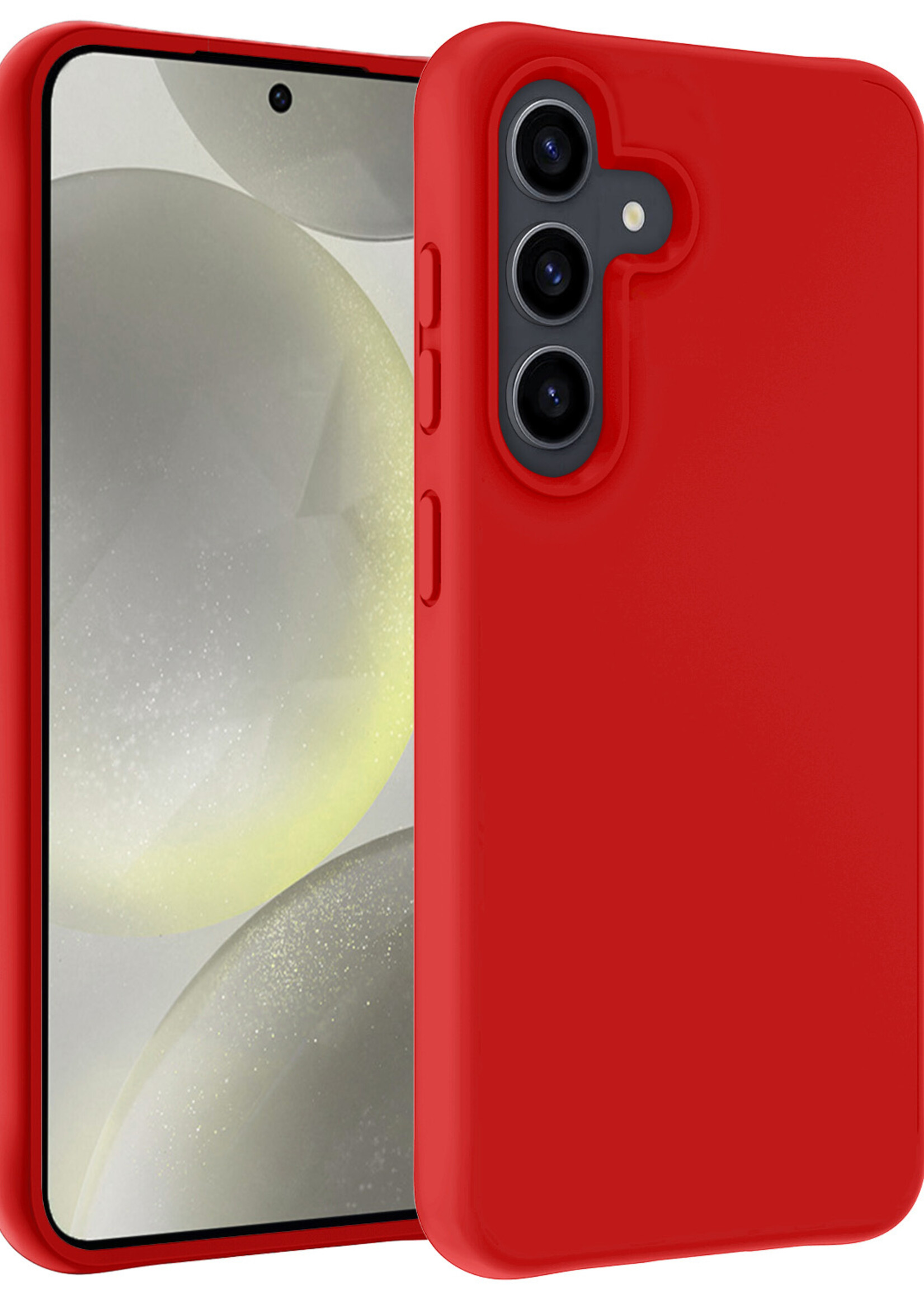 LUQ Hoesje Geschikt voor Samsung S24 Hoesje Siliconen Case - Hoes Geschikt voor Samsung Galaxy S24 Hoes Siliconen - Rood