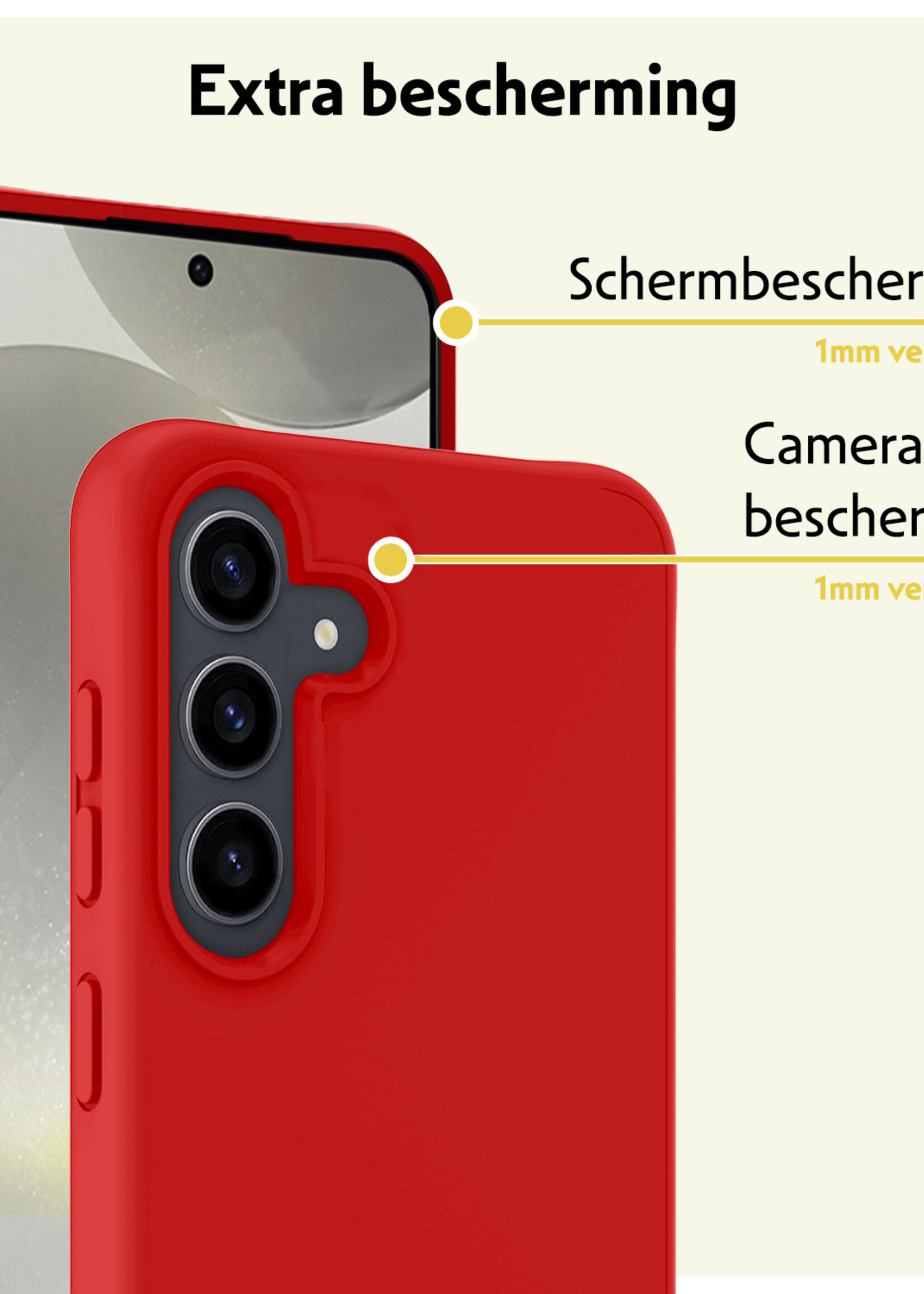 LUQ Hoesje Geschikt voor Samsung S24 Hoesje Siliconen Case - Hoes Geschikt voor Samsung Galaxy S24 Hoes Siliconen - Rood