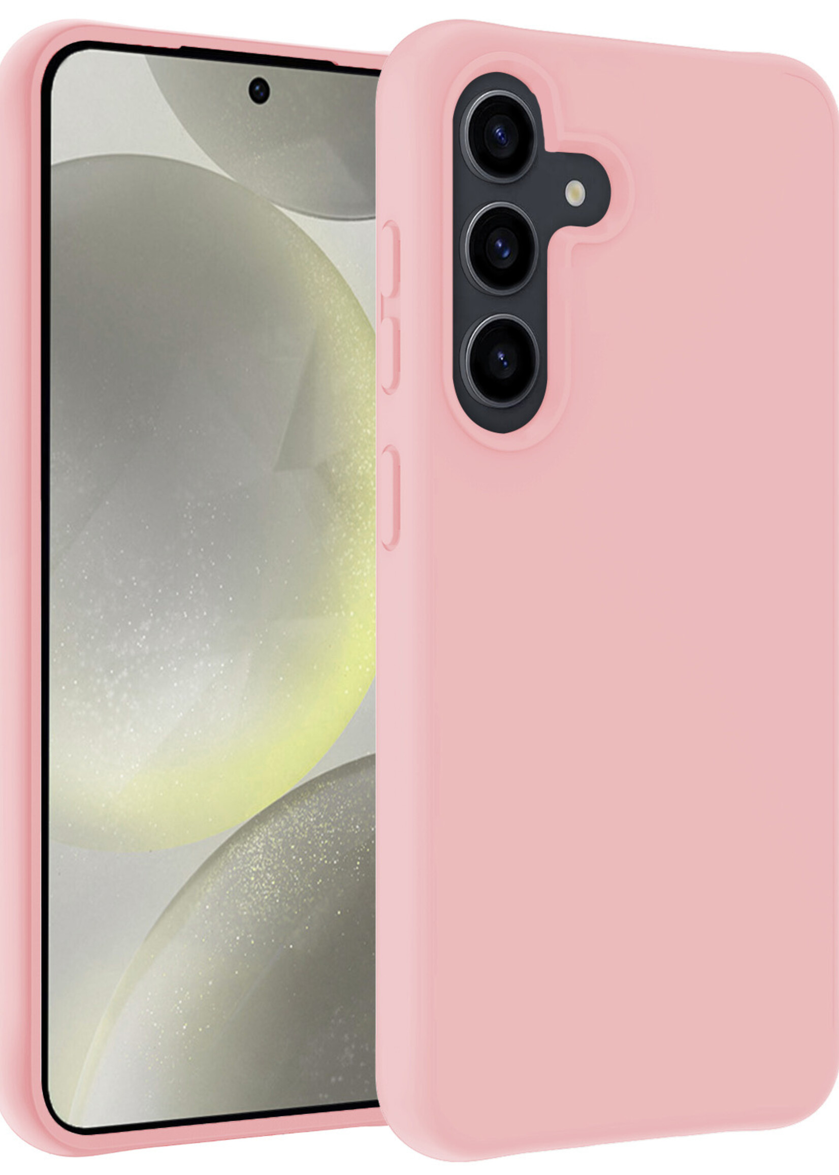 LUQ Hoesje Geschikt voor Samsung S24 Hoesje Siliconen Case - Hoes Geschikt voor Samsung Galaxy S24 Hoes Siliconen - Lichtroze