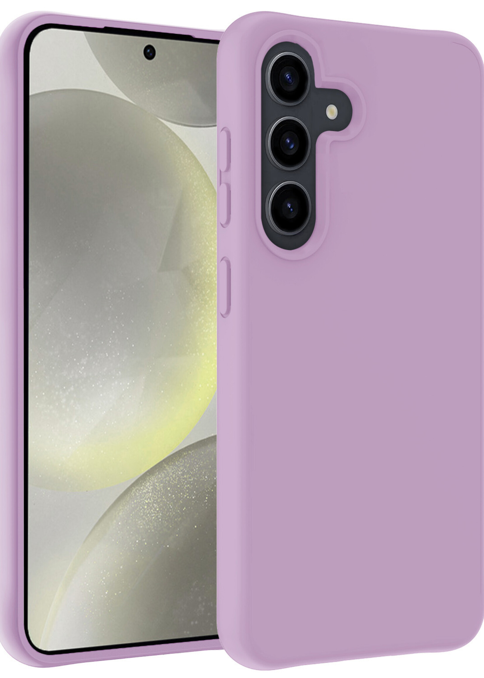 LUQ Hoesje Geschikt voor Samsung S24 Hoesje Siliconen Case - Hoes Geschikt voor Samsung Galaxy S24 Hoes Siliconen - Lila