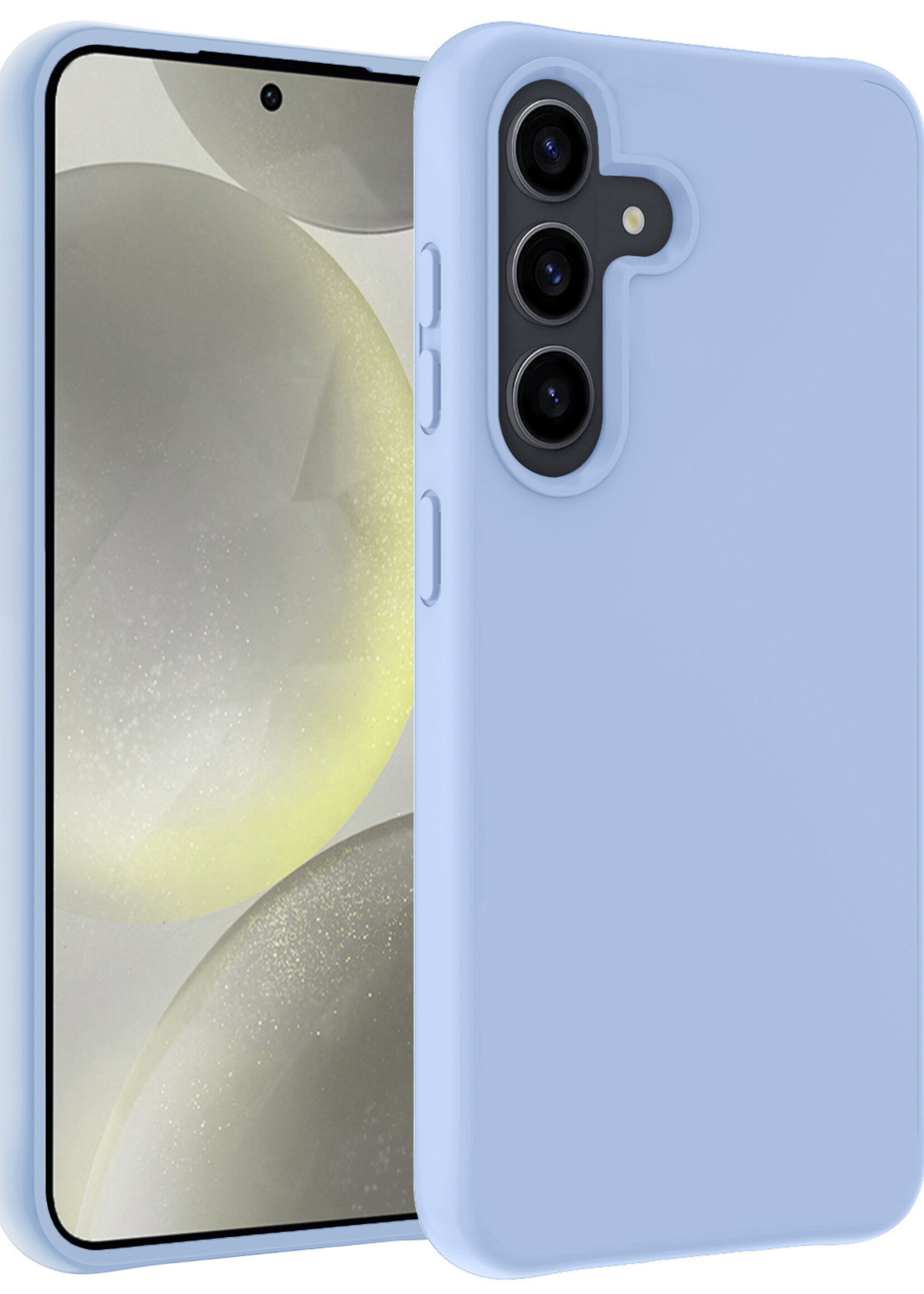 LUQ Hoesje Geschikt voor Samsung S24 Hoesje Siliconen Case - Hoes Geschikt voor Samsung Galaxy S24 Hoes Siliconen - Lichtblauw