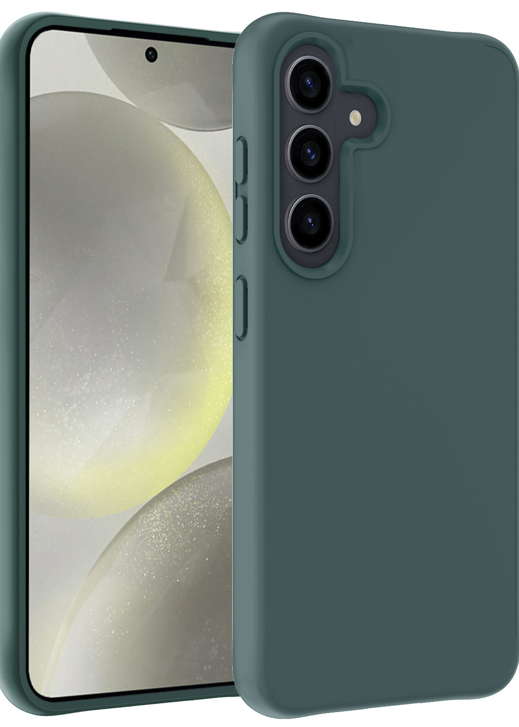 LUQ Hoesje Geschikt voor Samsung S24 Hoesje Siliconen Case - Hoes Geschikt voor Samsung Galaxy S24 Hoes Siliconen - Donkergroen