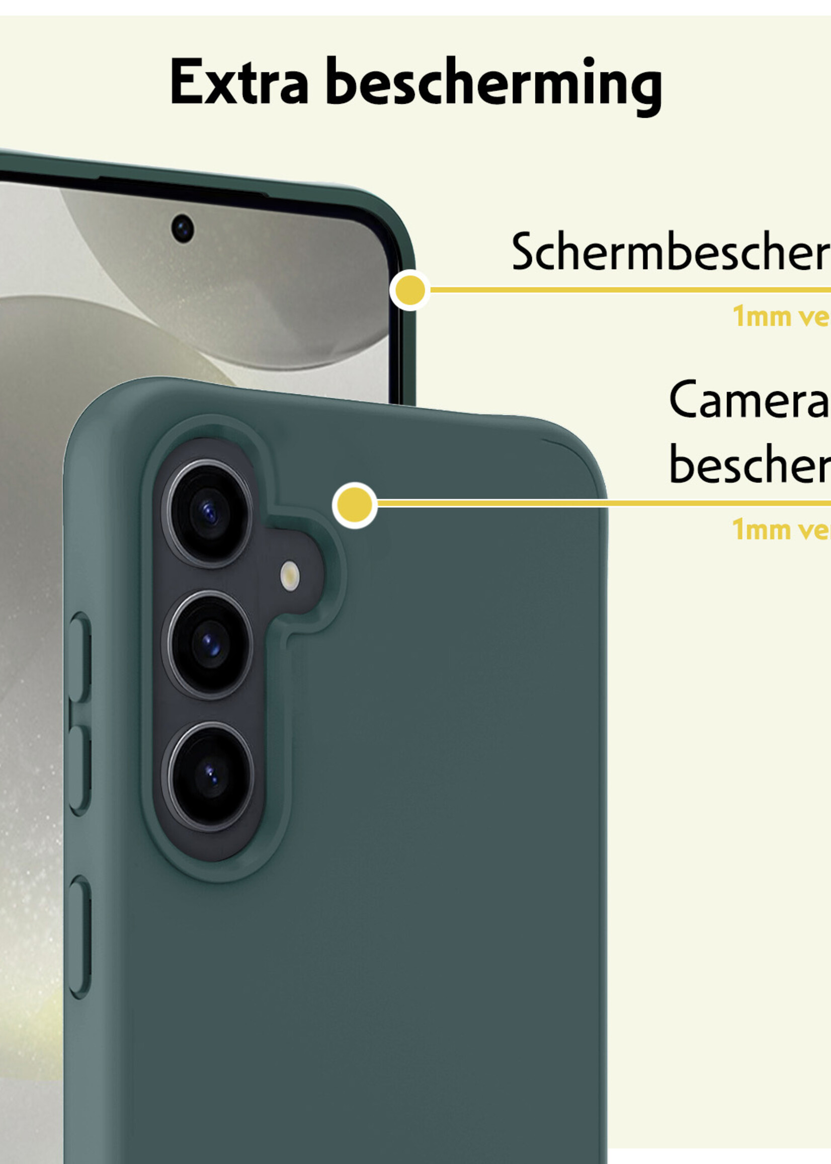 LUQ Hoesje Geschikt voor Samsung S24 Hoesje Siliconen Case - Hoes Geschikt voor Samsung Galaxy S24 Hoes Siliconen - Donkergroen