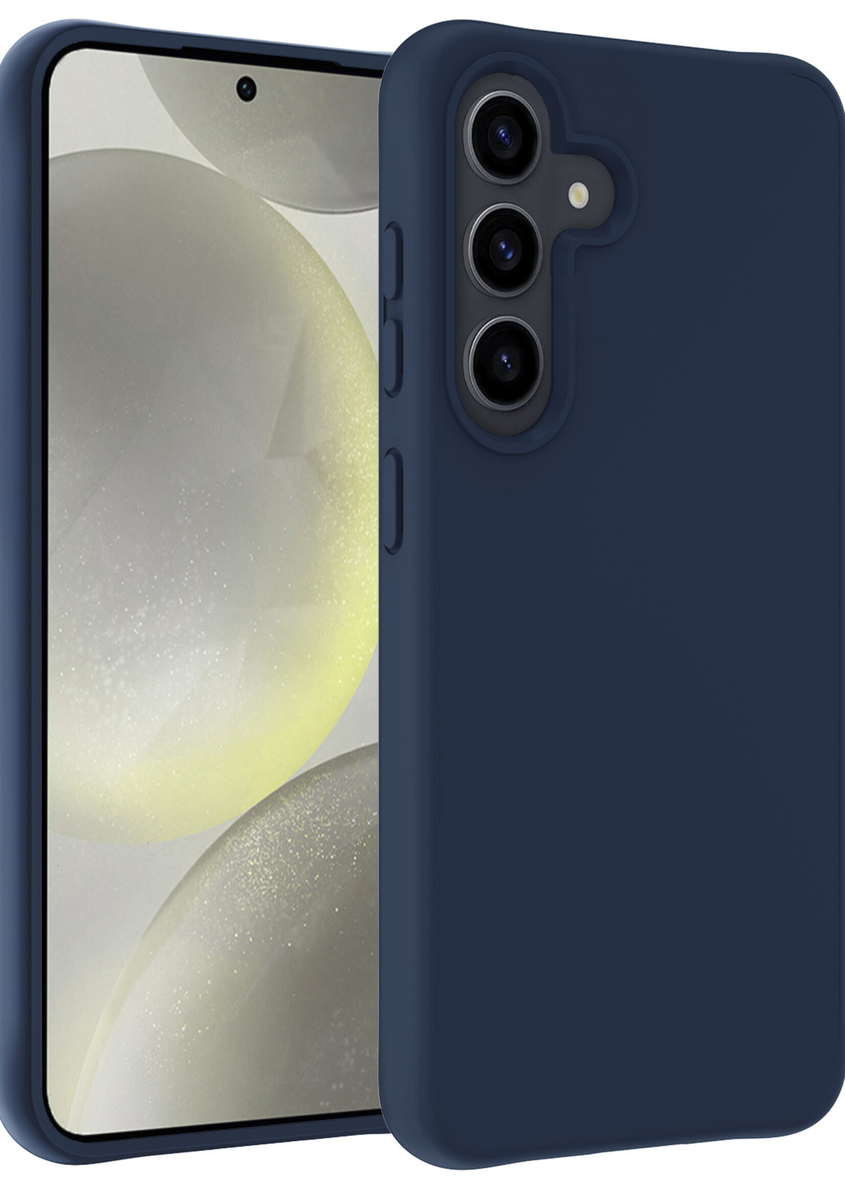 LUQ Hoesje Geschikt voor Samsung S24 Hoesje Siliconen Case - Hoes Geschikt voor Samsung Galaxy S24 Hoes Siliconen - Donkerblauw