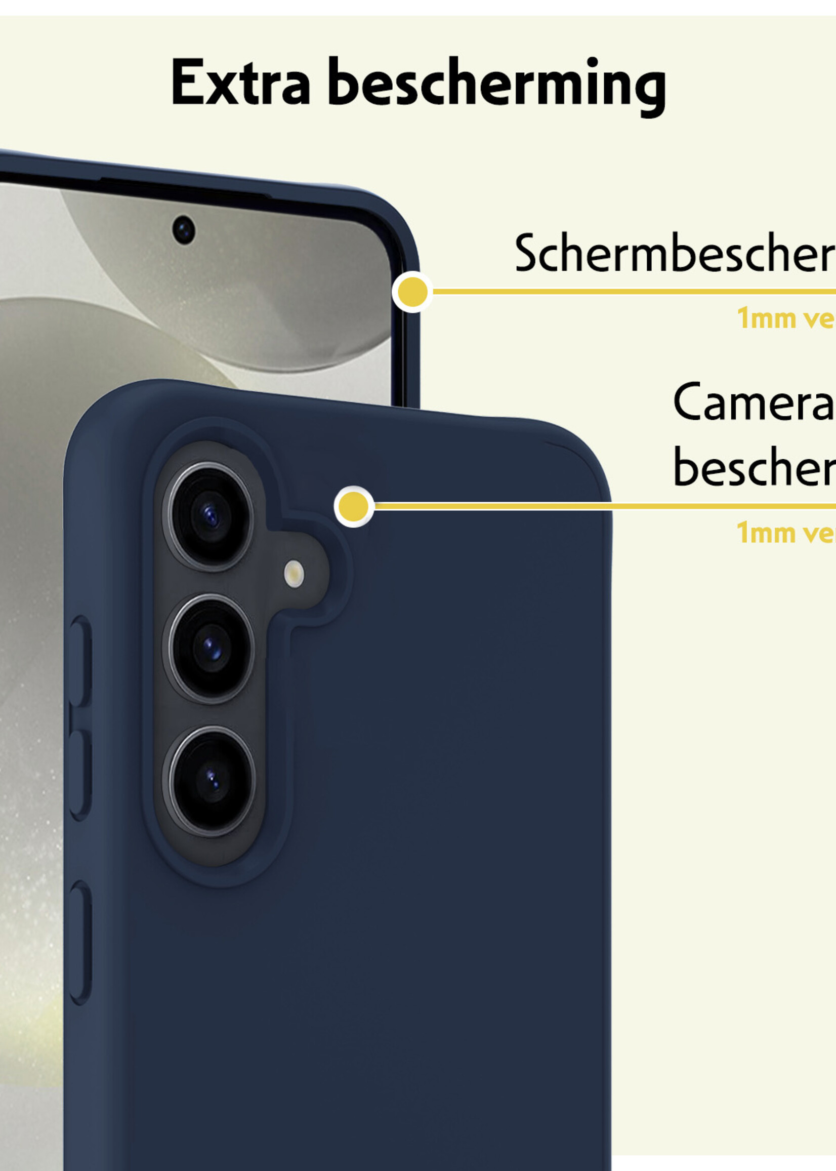 LUQ Hoesje Geschikt voor Samsung S24 Hoesje Siliconen Case - Hoes Geschikt voor Samsung Galaxy S24 Hoes Siliconen - Donkerblauw