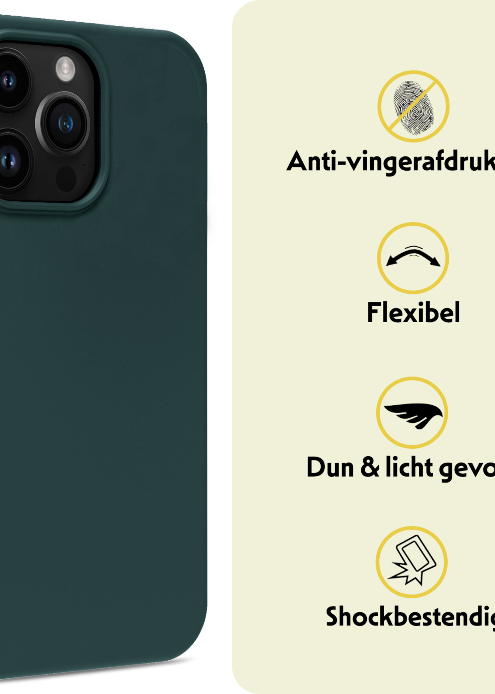 LUQ Hoesje Geschikt voor iPhone 15 Pro Max Hoesje Siliconen Case Met 2x Screenprotector - Hoes Geschikt voor iPhone 15 Pro Max Hoes Siliconen - Donkergroen