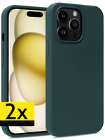LUQ LUQ iPhone 15 Pro Hoesje Siliconen - Donkergroen - 2 PACK