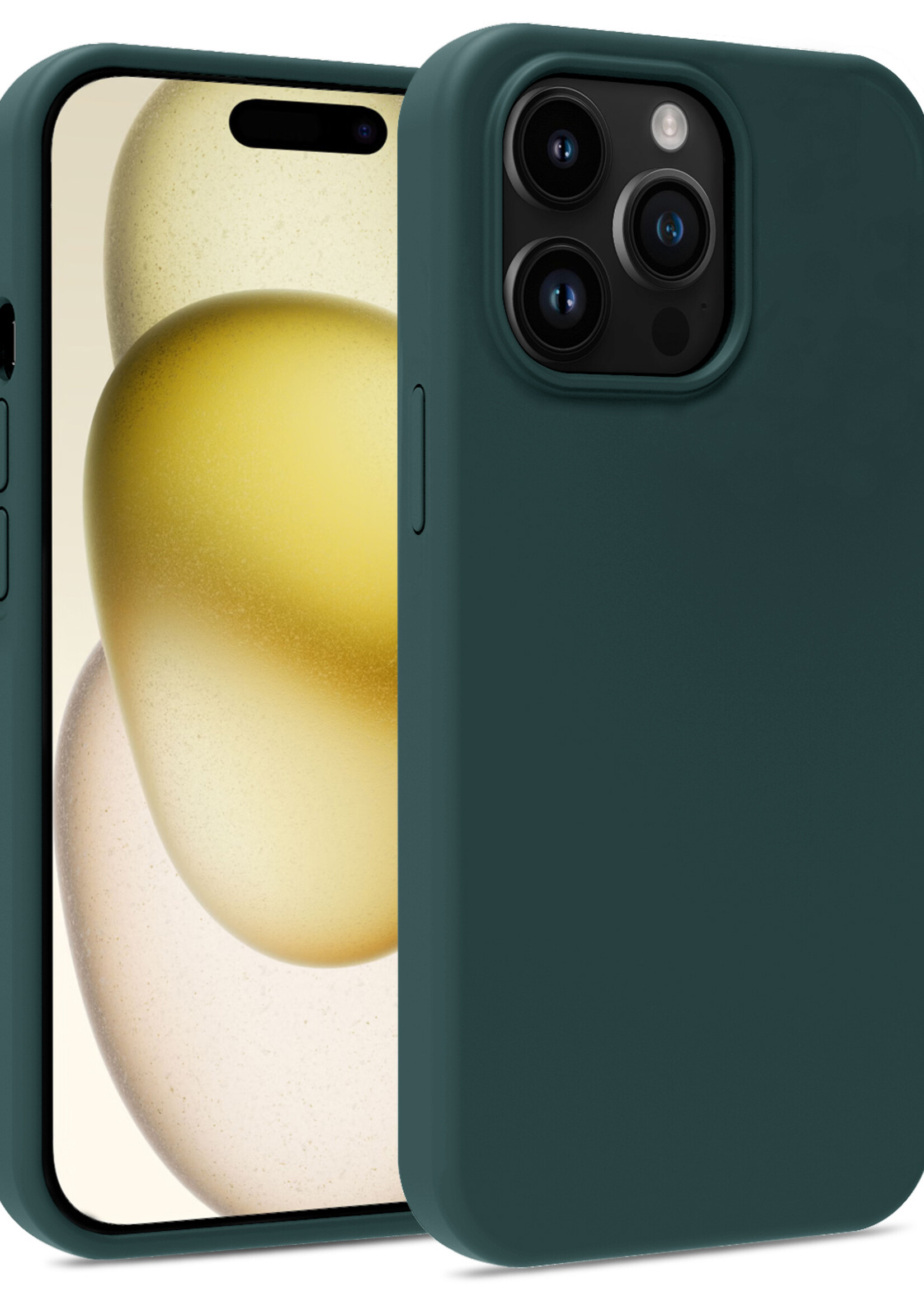 LUQ Hoesje Geschikt voor iPhone 15 Pro Hoesje Siliconen Case - Hoes Geschikt voor iPhone 15 Pro Hoes Siliconen - Donkergroen