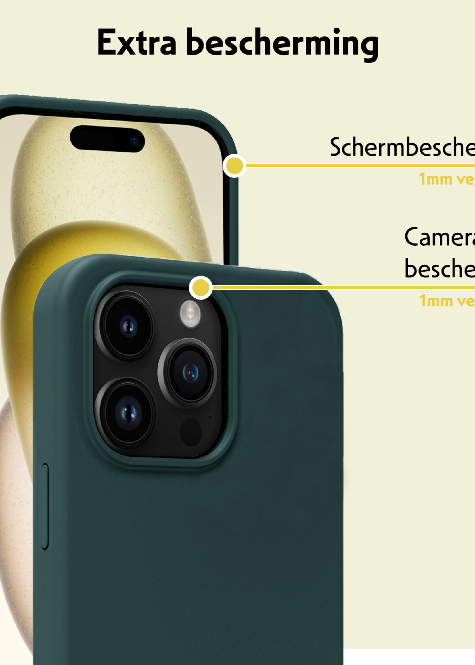 LUQ Hoesje Geschikt voor iPhone 15 Pro Hoesje Siliconen Case - Hoes Geschikt voor iPhone 15 Pro Hoes Siliconen - Donkergroen