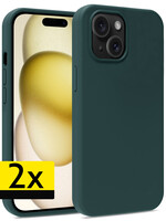 LUQ LUQ iPhone 15 Hoesje Siliconen - Donkergroen - 2 PACK