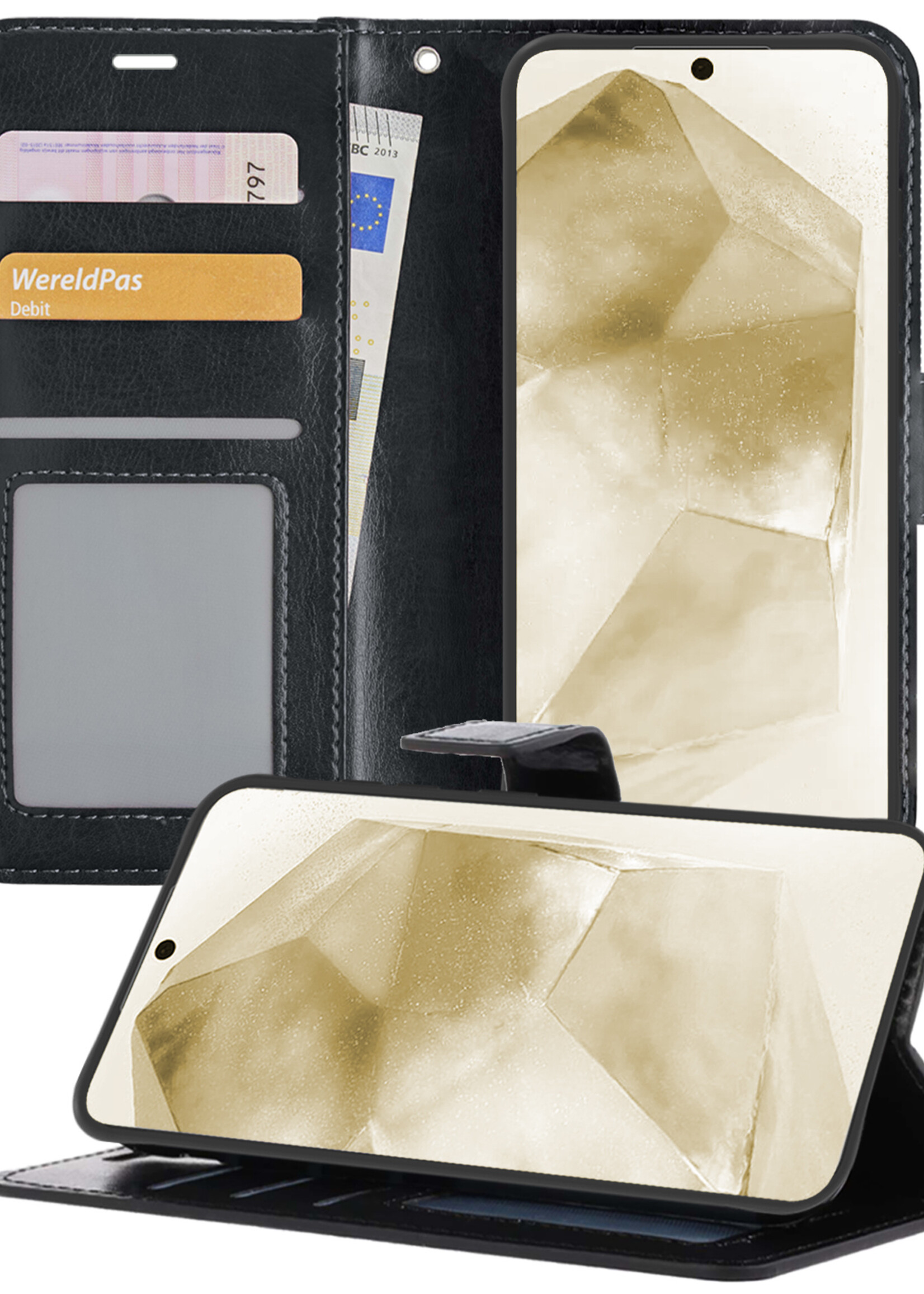 LUQ Hoesje Geschikt voor Samsung A55 Hoesje Book Case Hoes Wallet Cover - Hoes Geschikt voor Samsung Galaxy A55 Hoesje Bookcase Hoes - Zwart