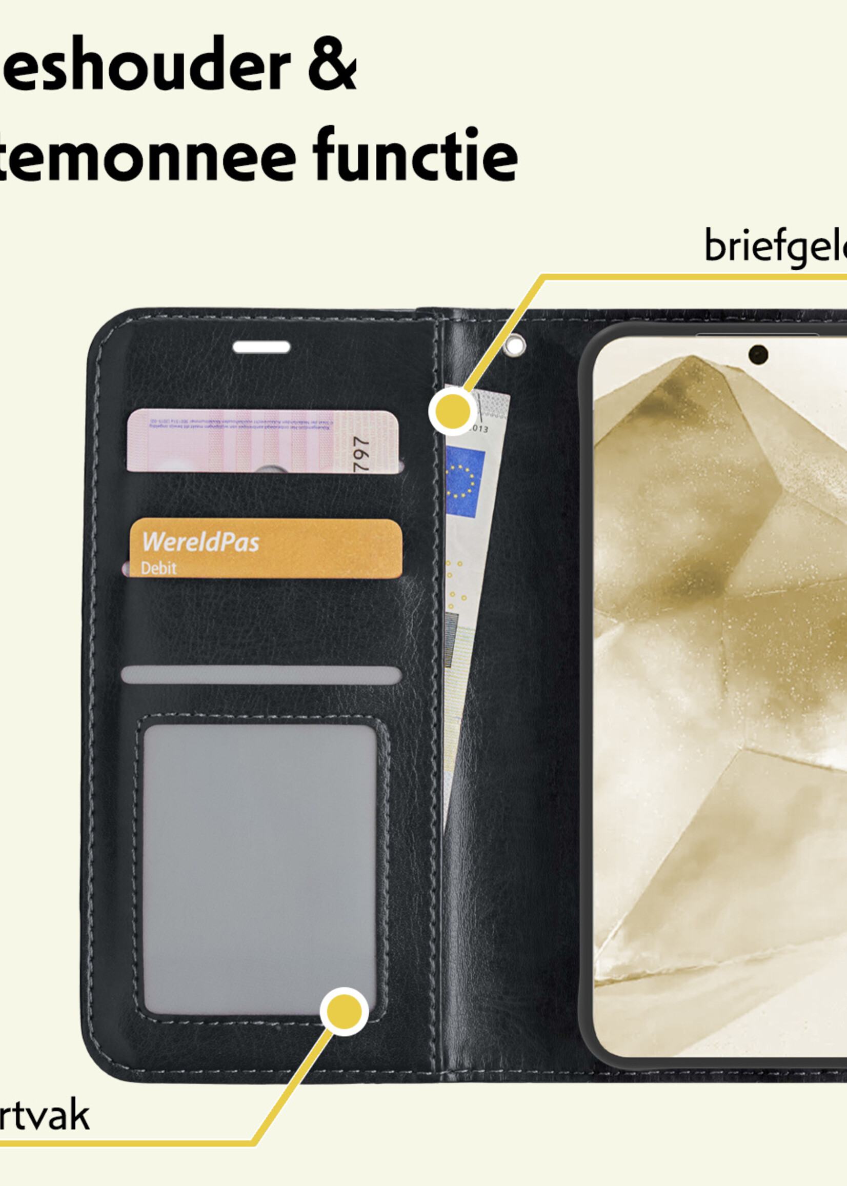 LUQ Hoesje Geschikt voor Samsung A55 Hoesje Book Case Hoes Wallet Cover - Hoes Geschikt voor Samsung Galaxy A55 Hoesje Bookcase Hoes - Zwart