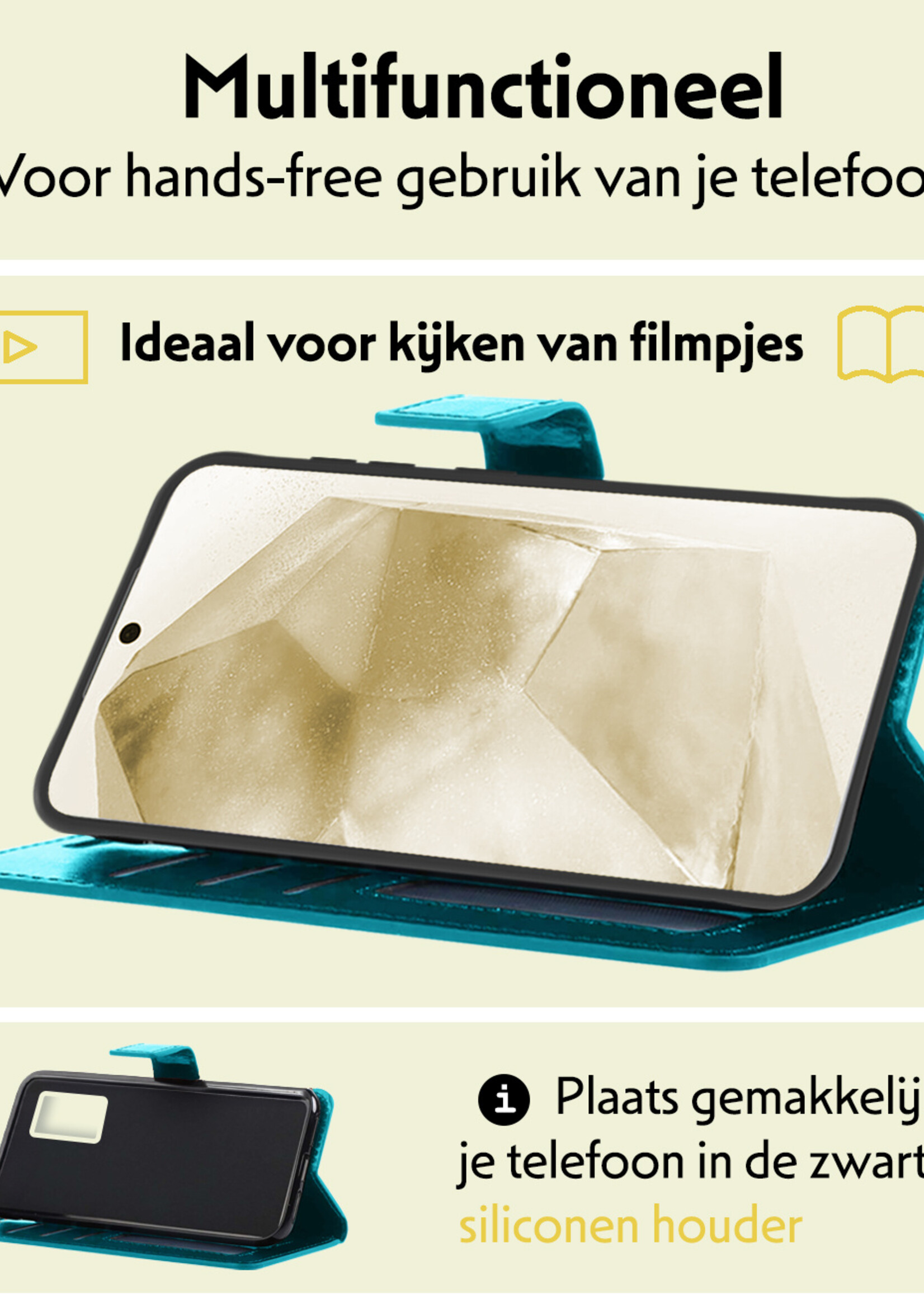 LUQ Hoesje Geschikt voor Samsung A55 Hoesje Book Case Hoes Wallet Cover - Hoes Geschikt voor Samsung Galaxy A55 Hoesje Bookcase Hoes - Turquoise