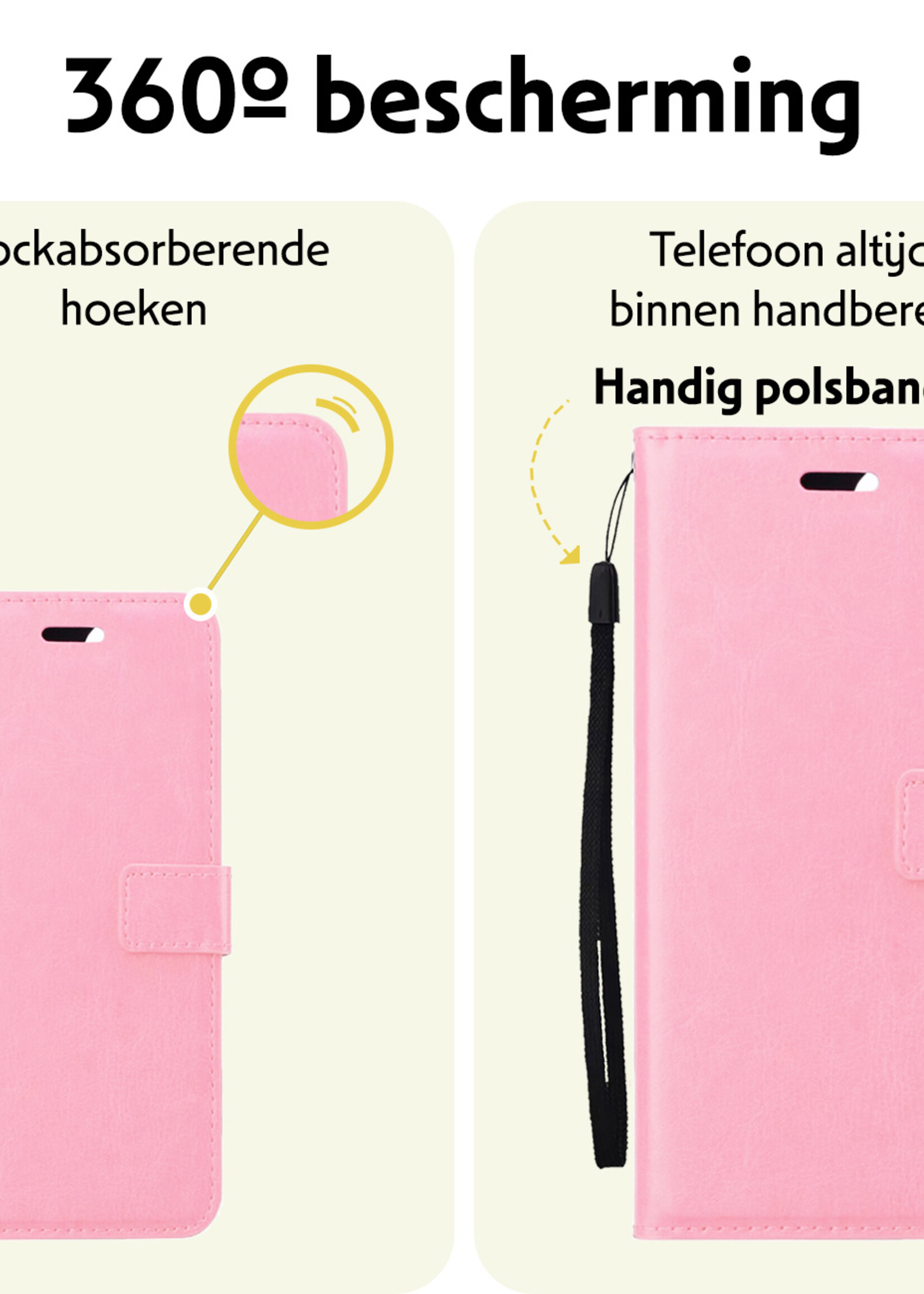 LUQ Hoesje Geschikt voor Samsung A55 Hoesje Book Case Hoes Wallet Cover - Hoes Geschikt voor Samsung Galaxy A55 Hoesje Bookcase Hoes - Lichtroze