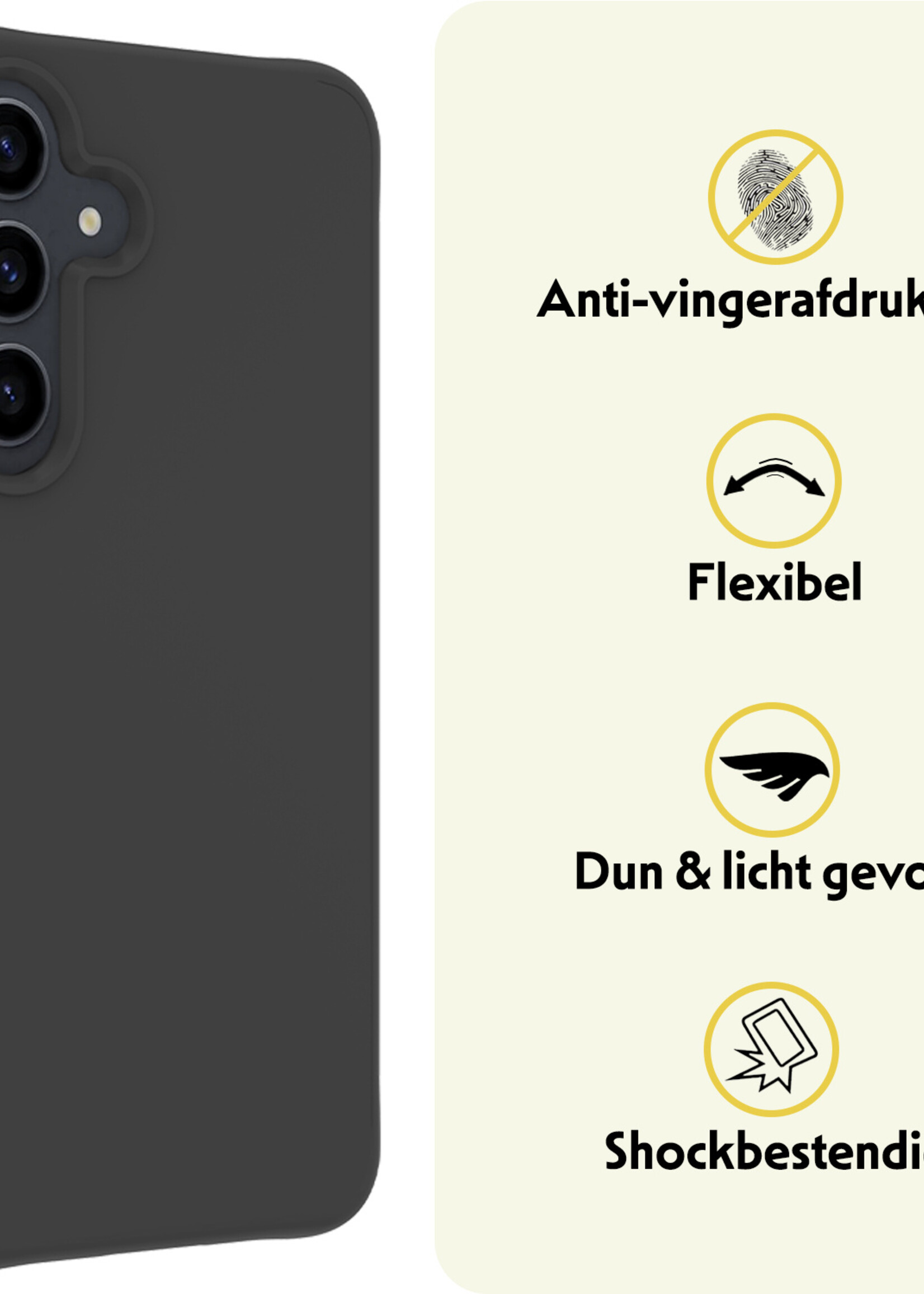 LUQ Hoesje Geschikt voor Samsung A55 Hoesje Siliconen Case - Hoes Geschikt voor Samsung Galaxy A55 Hoes Siliconen - Zwart - 2 Stuks