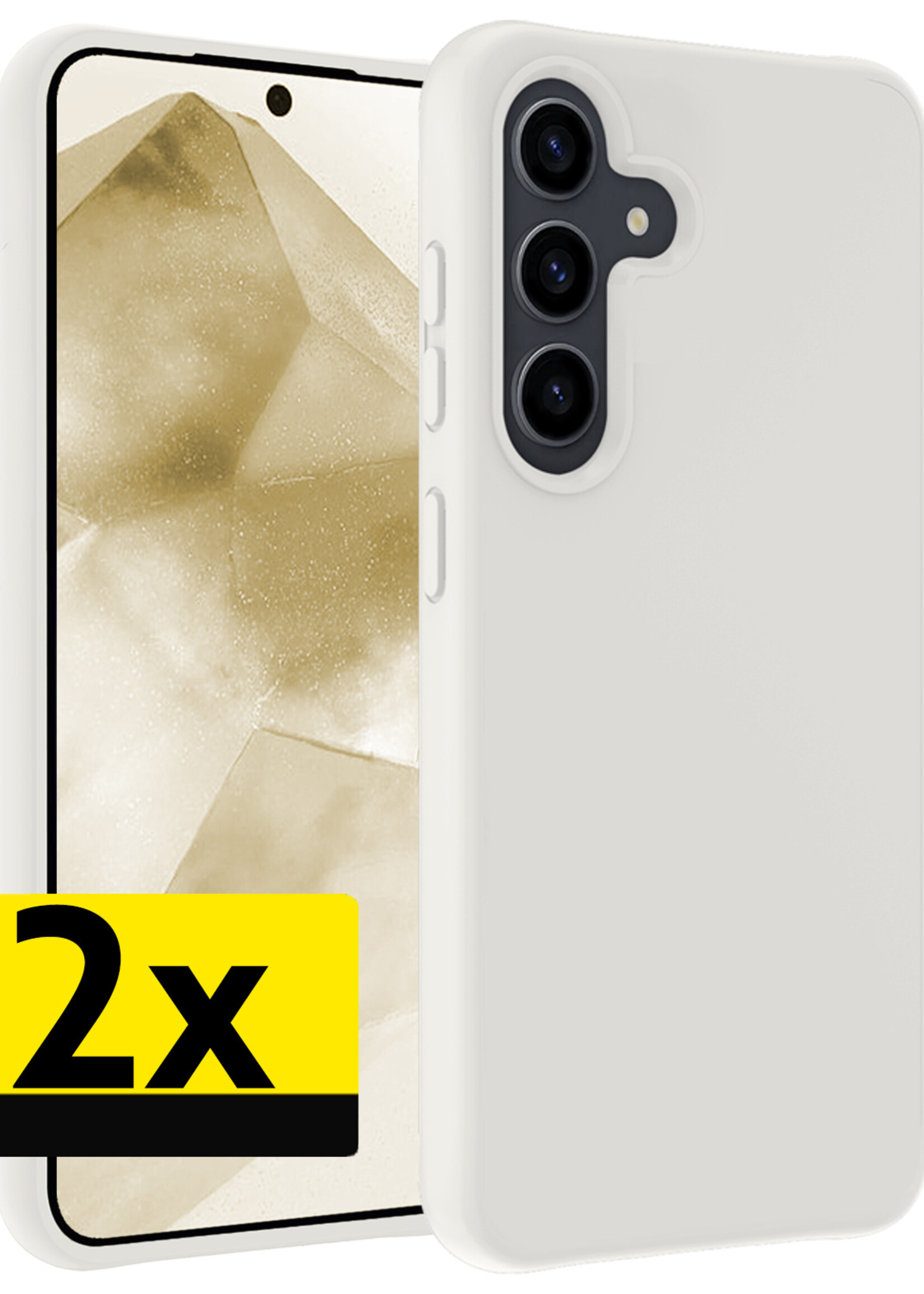 LUQ Hoesje Geschikt voor Samsung A55 Hoesje Siliconen Case - Hoes Geschikt voor Samsung Galaxy A55 Hoes Siliconen - Wit - 2 Stuks