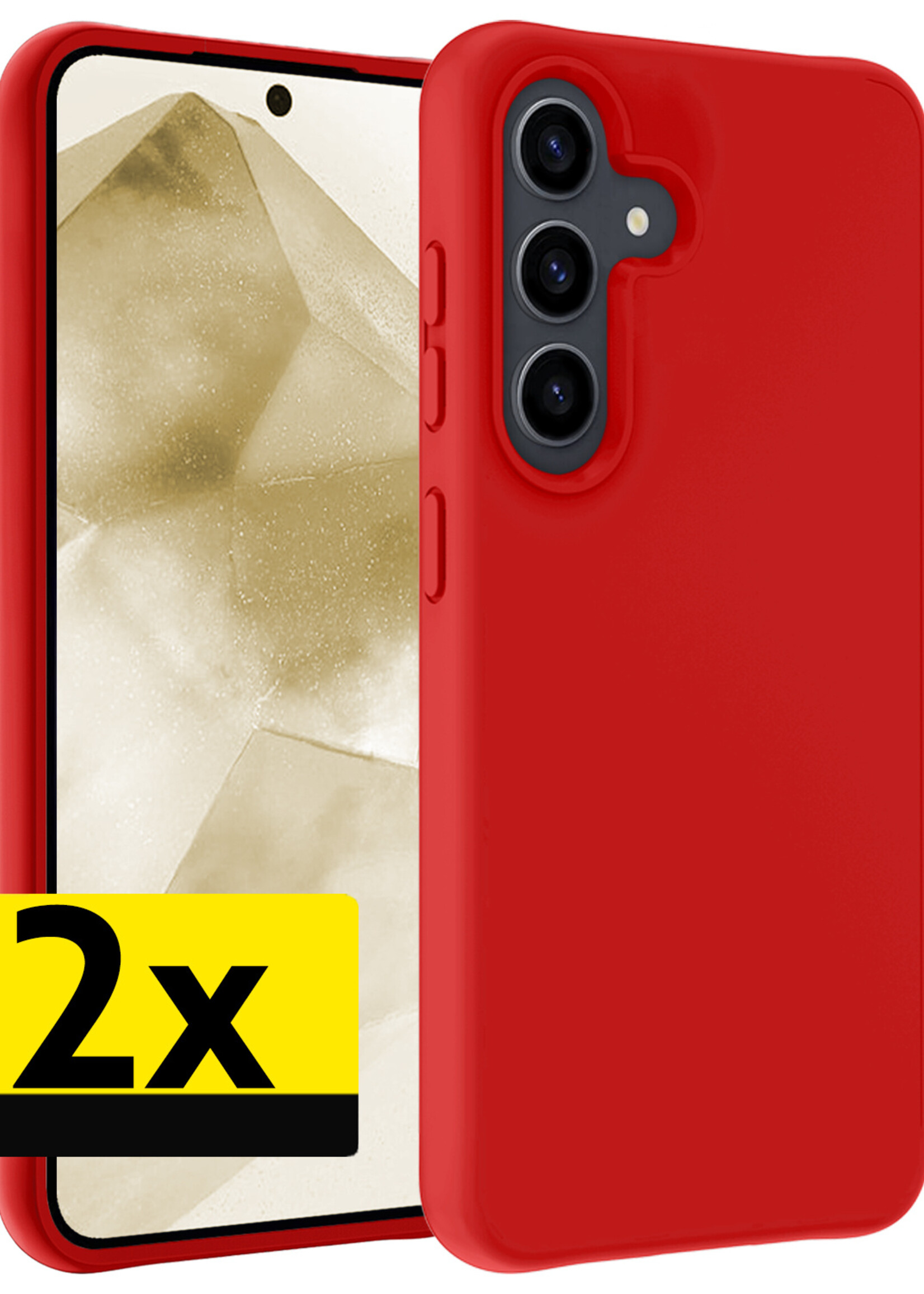 LUQ Hoesje Geschikt voor Samsung A55 Hoesje Siliconen Case - Hoes Geschikt voor Samsung Galaxy A55 Hoes Siliconen - Rood - 2 Stuks