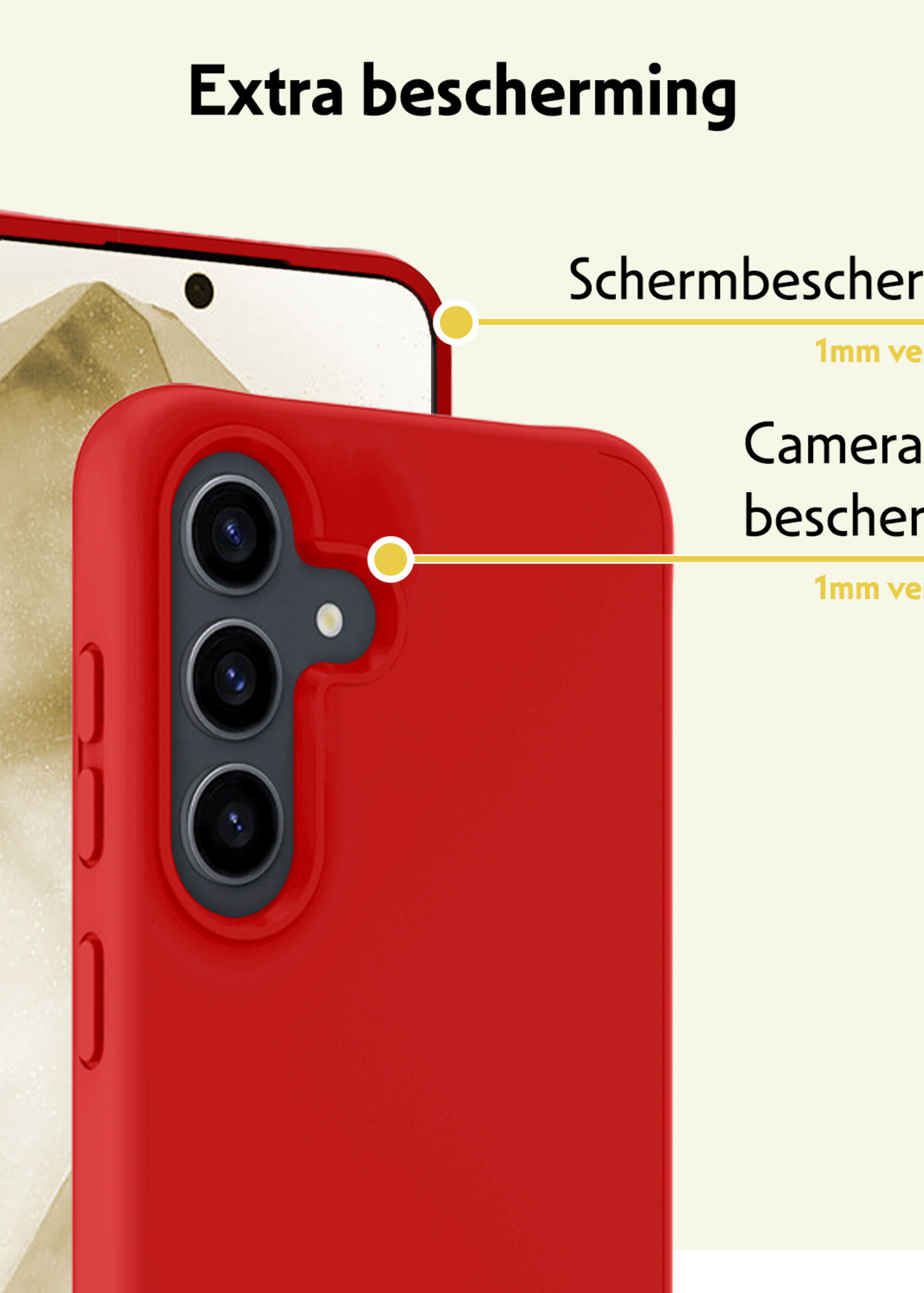 LUQ Hoesje Geschikt voor Samsung A55 Hoesje Siliconen Case - Hoes Geschikt voor Samsung Galaxy A55 Hoes Siliconen - Rood - 2 Stuks