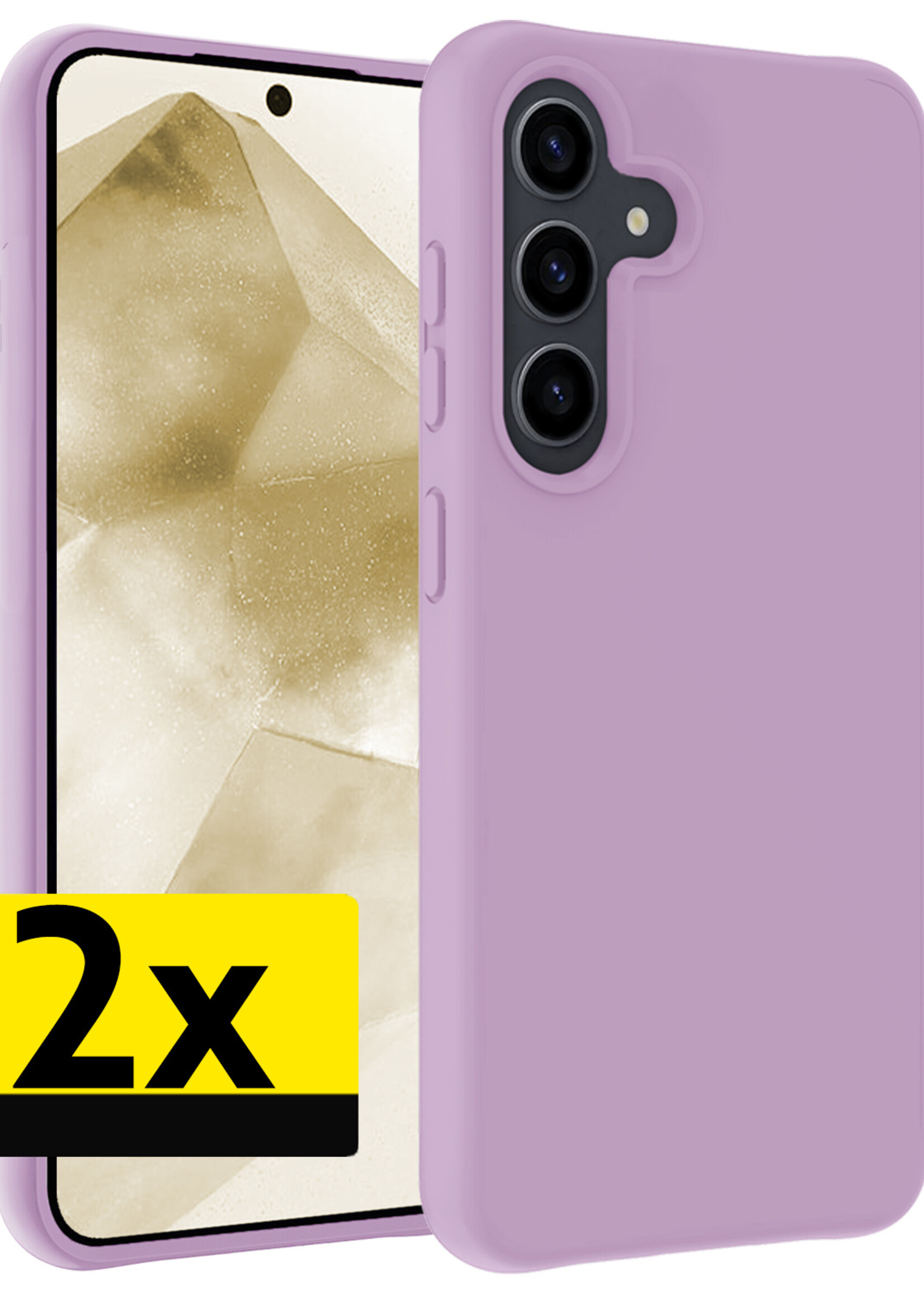 LUQ Hoesje Geschikt voor Samsung A55 Hoesje Siliconen Case - Hoes Geschikt voor Samsung Galaxy A55 Hoes Siliconen - Lila - 2 Stuks