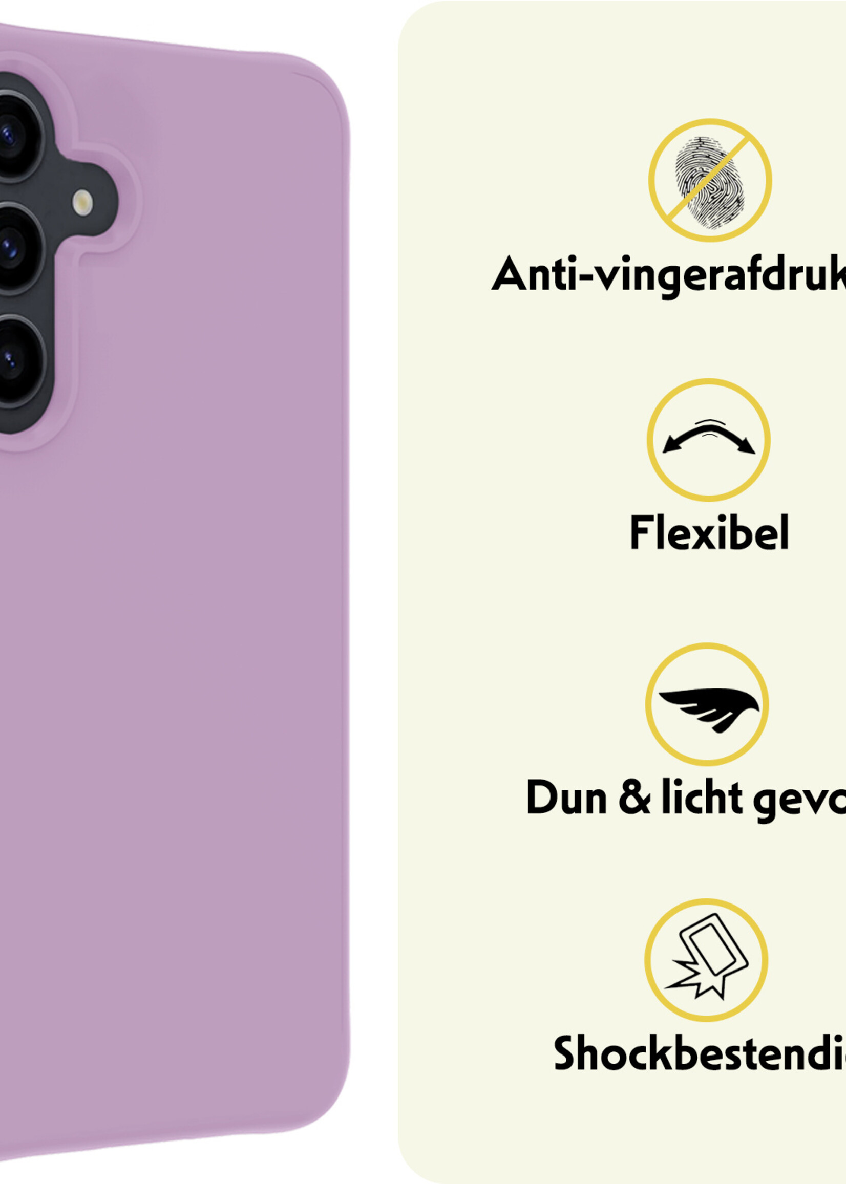 LUQ Hoesje Geschikt voor Samsung A55 Hoesje Siliconen Case - Hoes Geschikt voor Samsung Galaxy A55 Hoes Siliconen - Lila - 2 Stuks