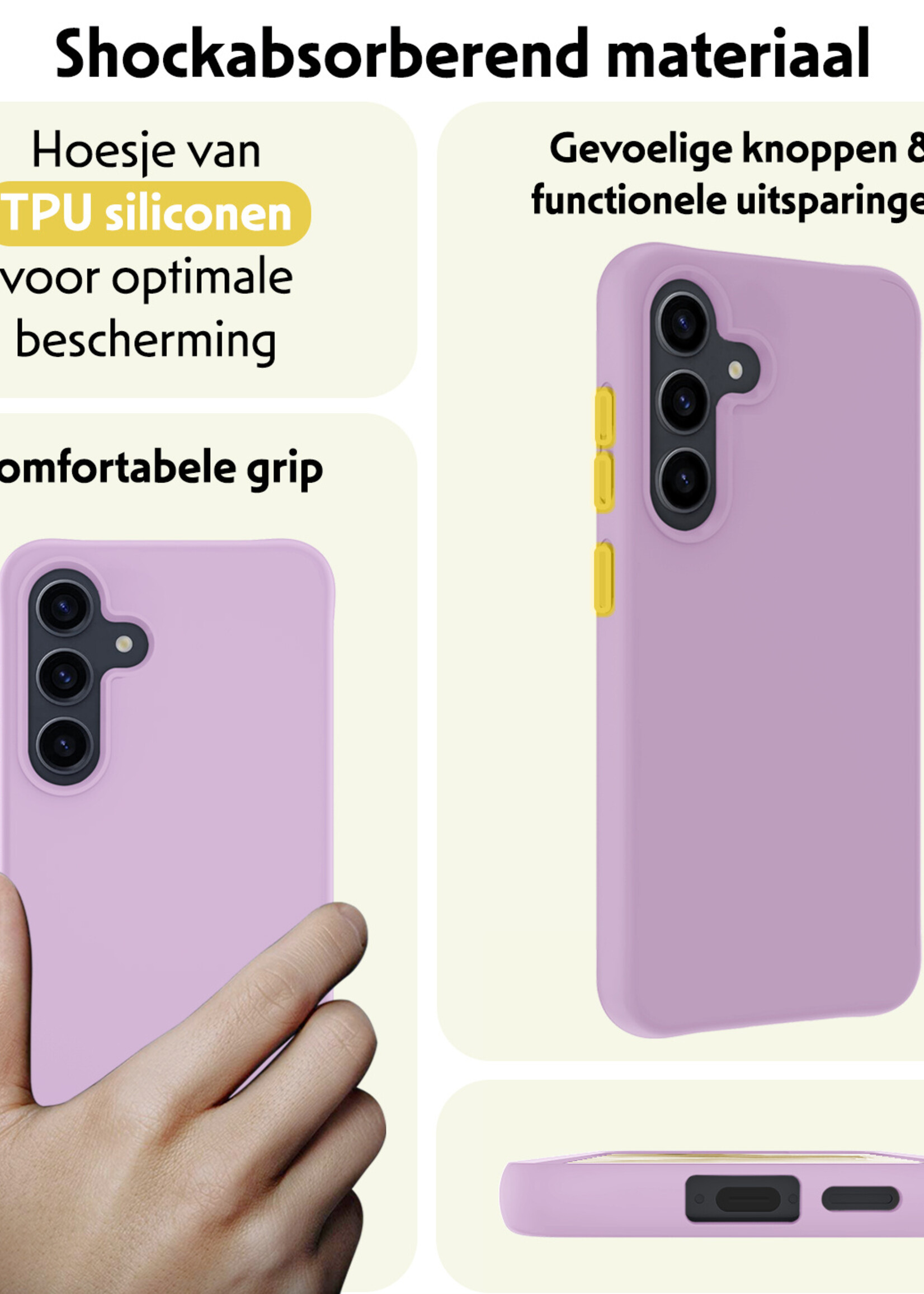 LUQ Hoesje Geschikt voor Samsung A55 Hoesje Siliconen Case - Hoes Geschikt voor Samsung Galaxy A55 Hoes Siliconen - Lila - 2 Stuks