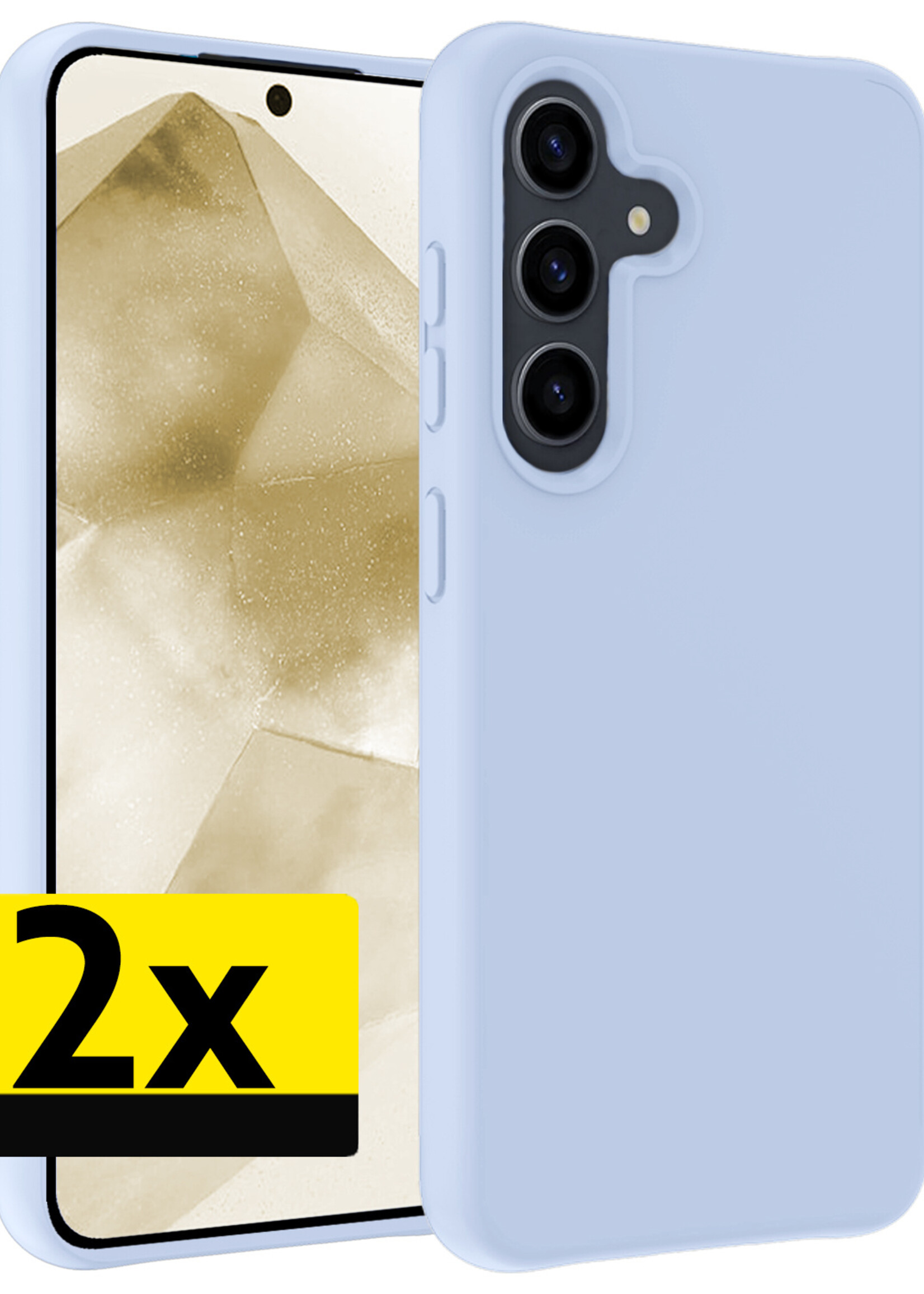 LUQ Hoesje Geschikt voor Samsung A55 Hoesje Siliconen Case - Hoes Geschikt voor Samsung Galaxy A55 Hoes Siliconen - Lichtblauw - 2 Stuks