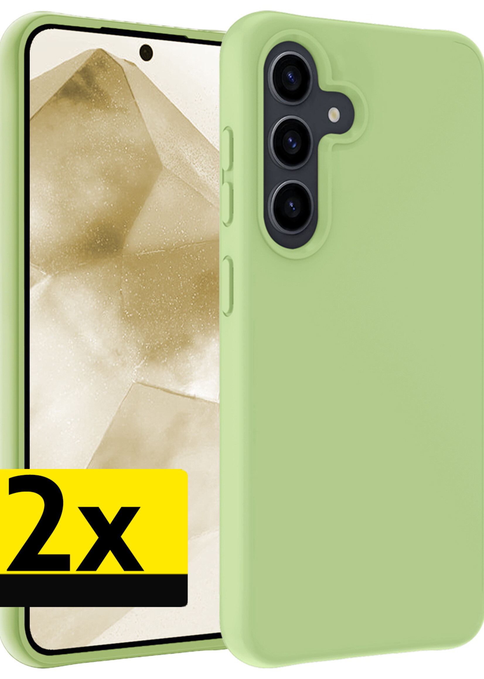 LUQ Hoesje Geschikt voor Samsung A55 Hoesje Siliconen Case - Hoes Geschikt voor Samsung Galaxy A55 Hoes Siliconen - Groen - 2 Stuks