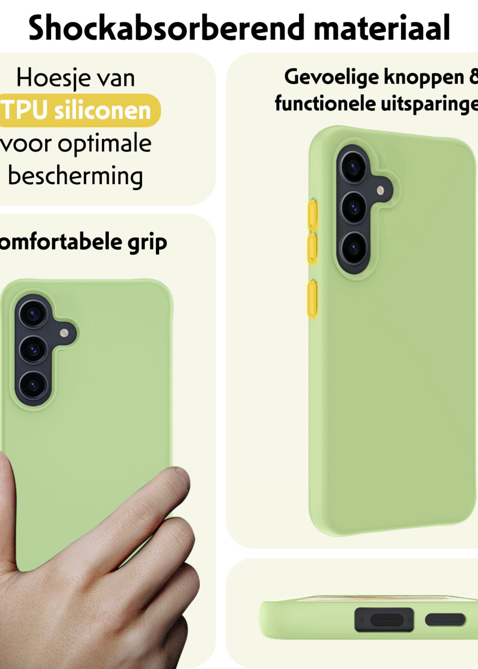 LUQ Hoesje Geschikt voor Samsung A55 Hoesje Siliconen Case - Hoes Geschikt voor Samsung Galaxy A55 Hoes Siliconen - Groen - 2 Stuks