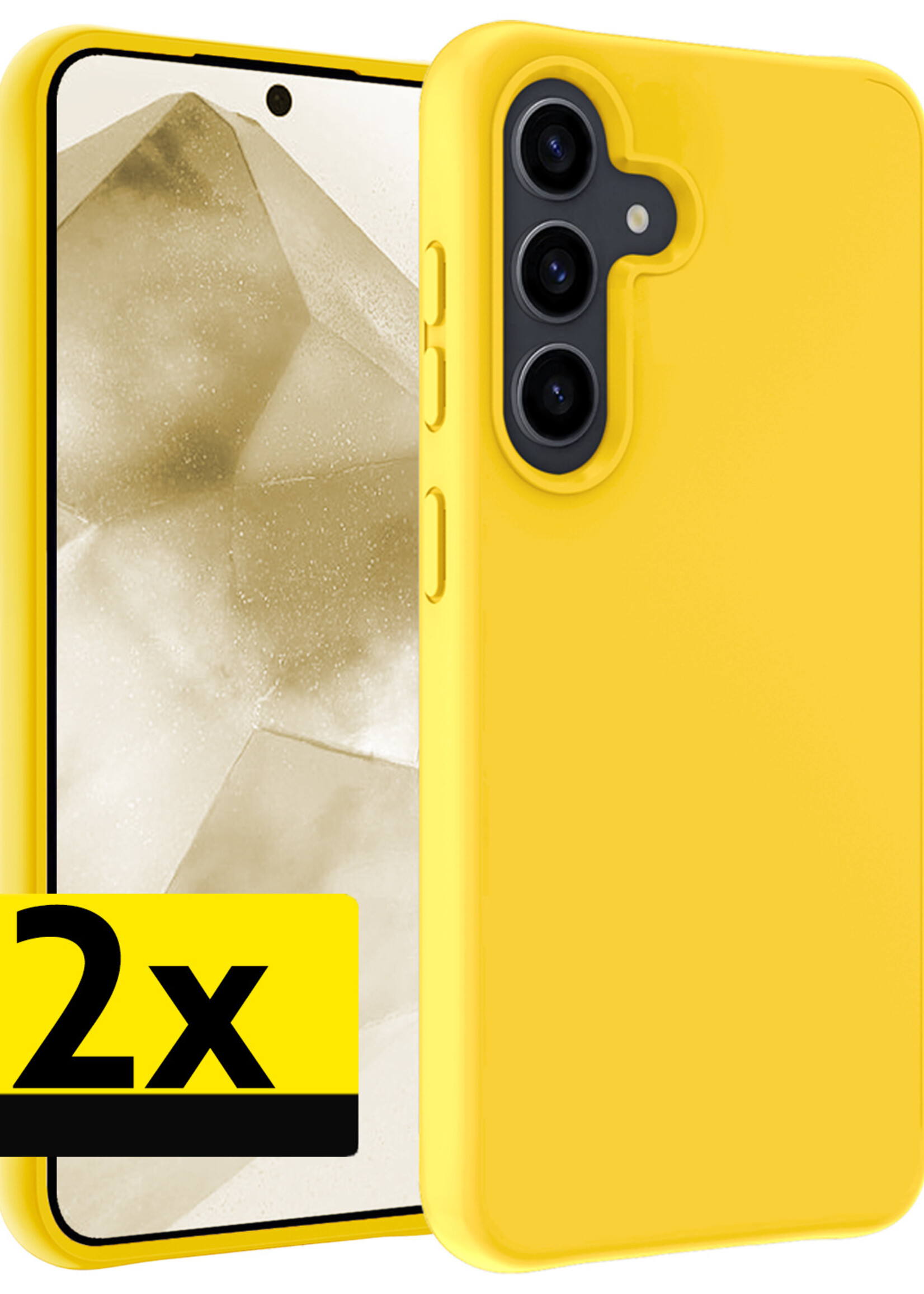 LUQ Hoesje Geschikt voor Samsung A55 Hoesje Siliconen Case - Hoes Geschikt voor Samsung Galaxy A55 Hoes Siliconen - Geel - 2 Stuks