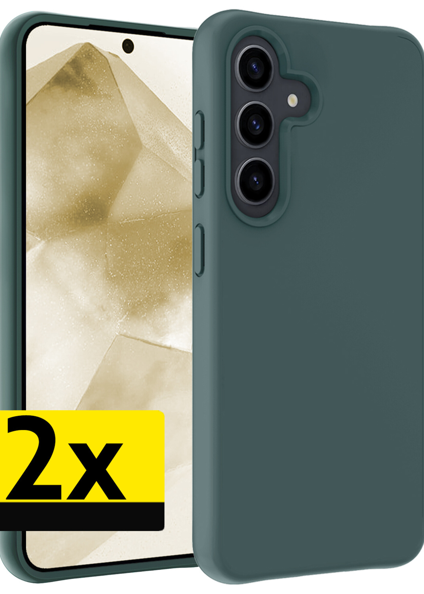 LUQ Hoesje Geschikt voor Samsung A55 Hoesje Siliconen Case - Hoes Geschikt voor Samsung Galaxy A55 Hoes Siliconen - Donkergroen - 2 Stuks