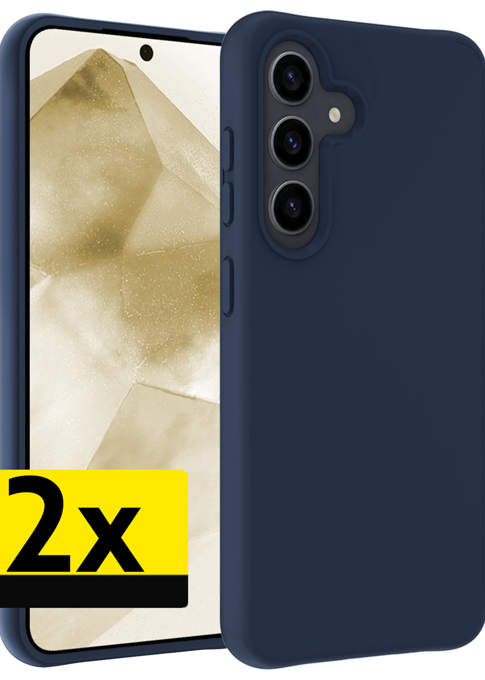 LUQ Hoesje Geschikt voor Samsung A55 Hoesje Siliconen Case - Hoes Geschikt voor Samsung Galaxy A55 Hoes Siliconen - Donkerblauw - 2 Stuks