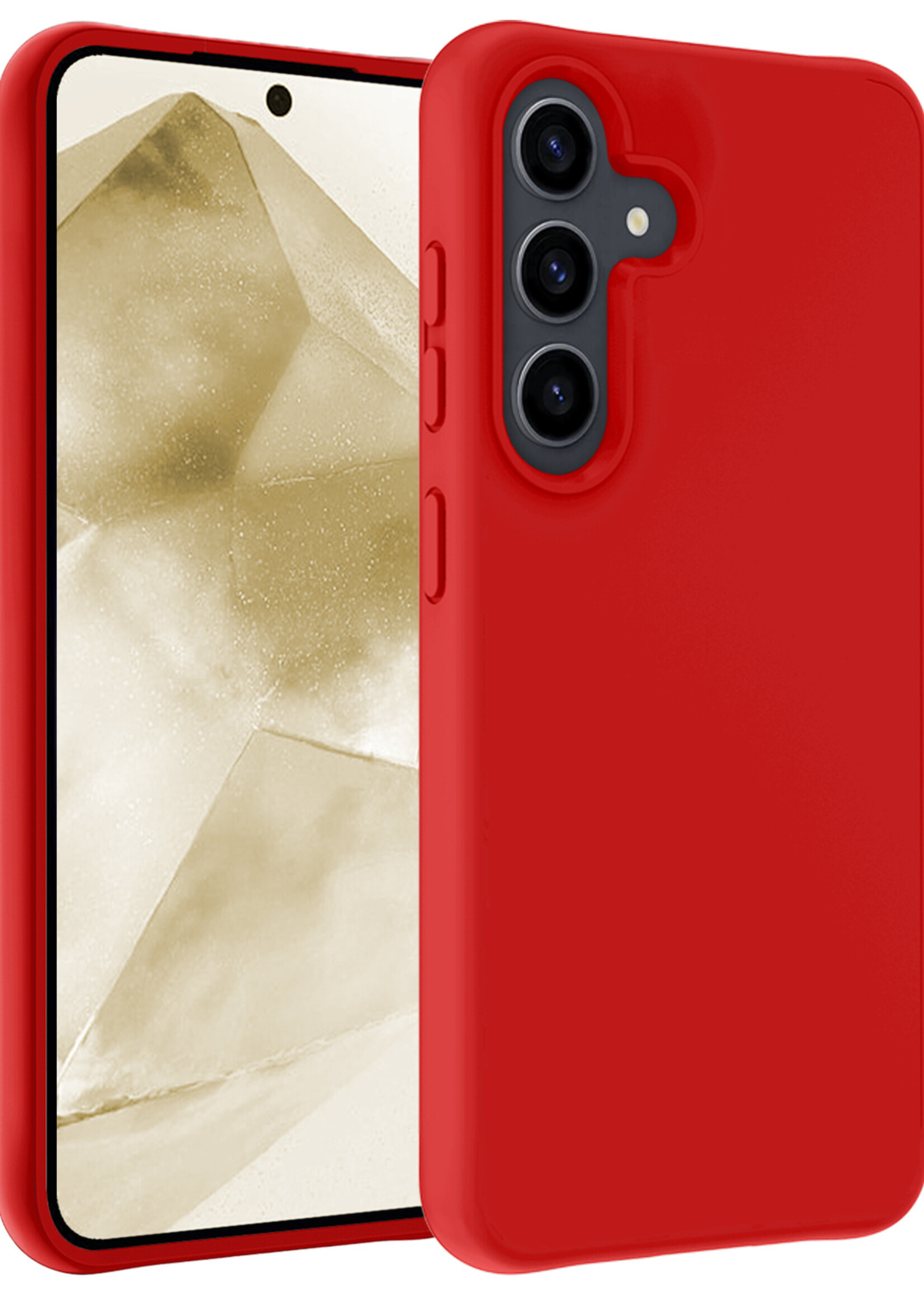 LUQ Hoesje Geschikt voor Samsung A55 Hoesje Siliconen Case - Hoes Geschikt voor Samsung Galaxy A55 Hoes Siliconen - Rood