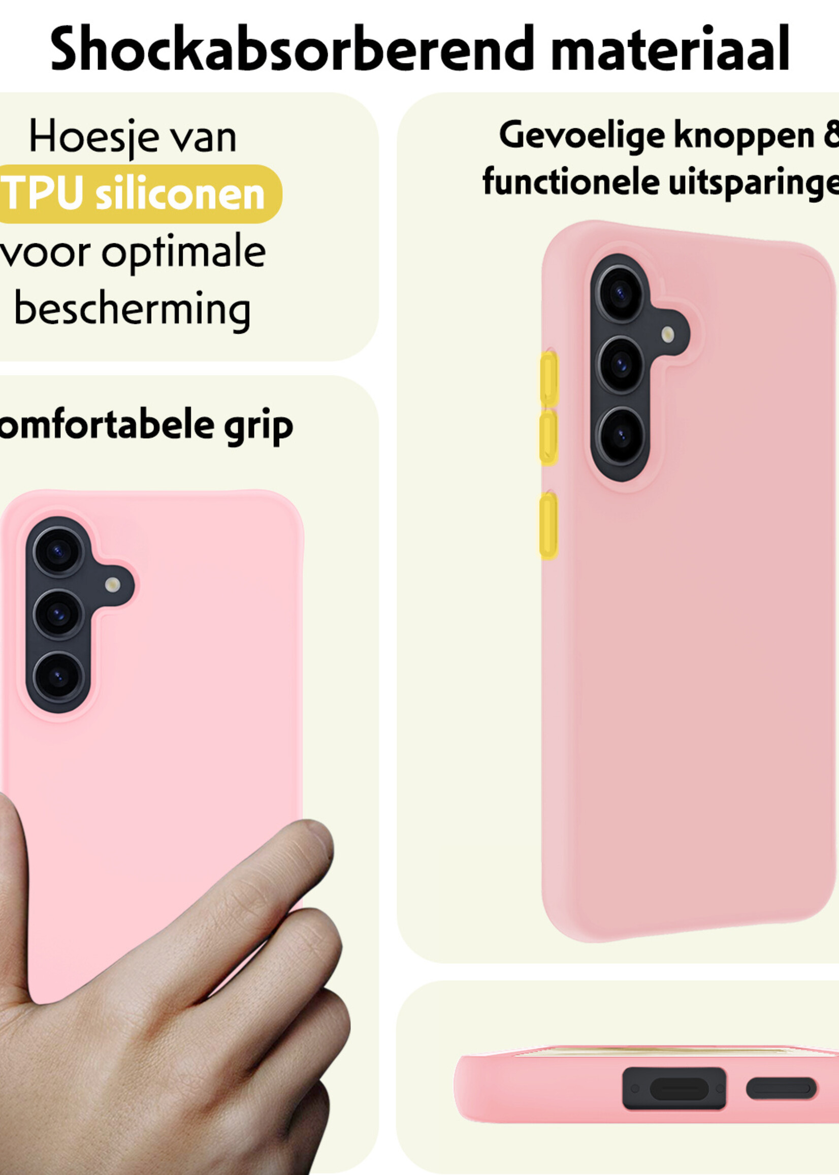 LUQ Hoesje Geschikt voor Samsung A55 Hoesje Siliconen Case - Hoes Geschikt voor Samsung Galaxy A55 Hoes Siliconen - Lichtroze