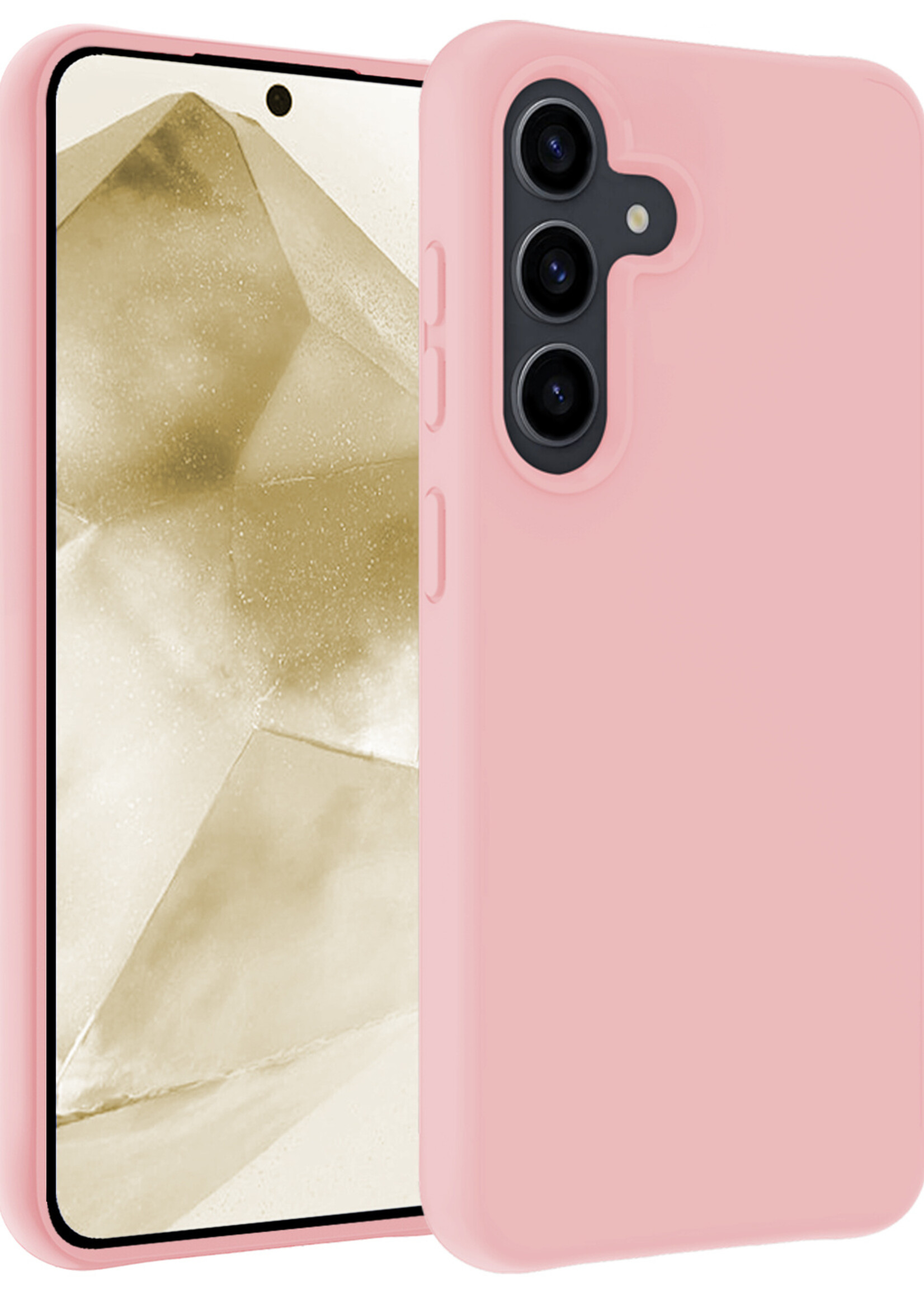 LUQ Hoesje Geschikt voor Samsung A55 Hoesje Siliconen Case - Hoes Geschikt voor Samsung Galaxy A55 Hoes Siliconen - Lichtroze