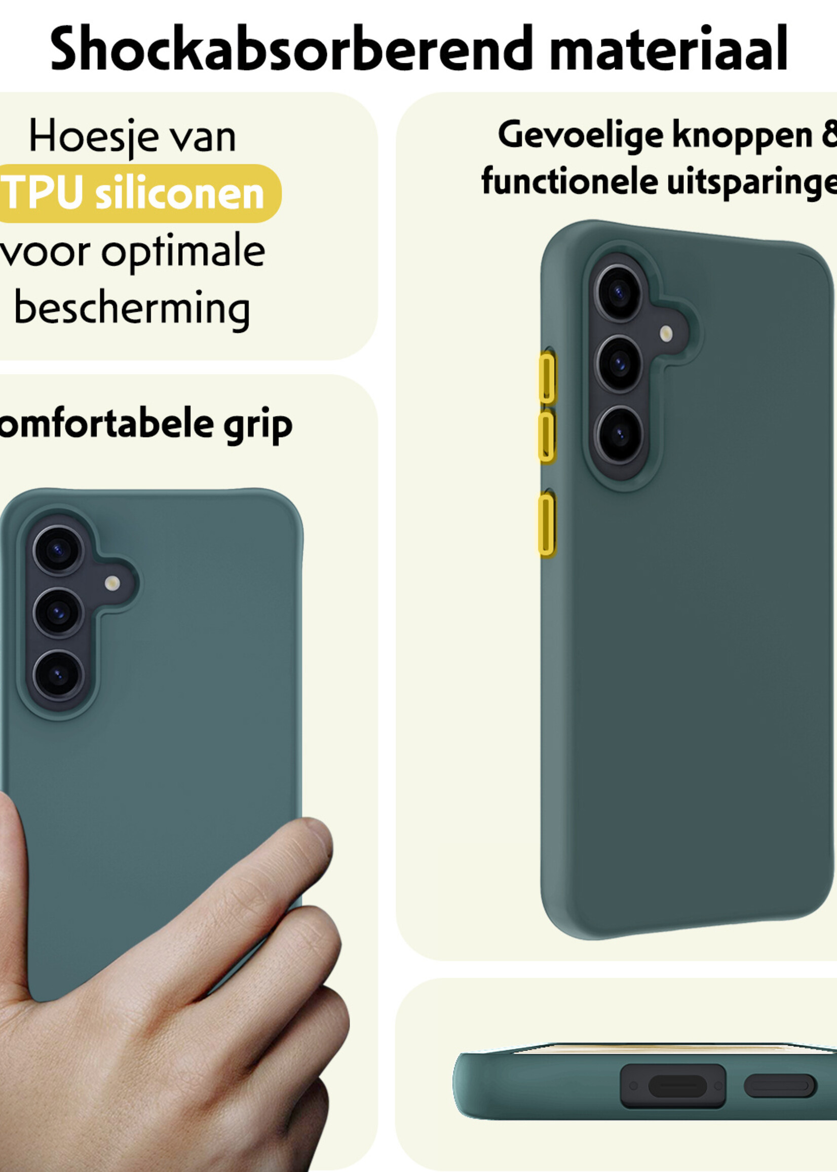 LUQ Hoesje Geschikt voor Samsung A55 Hoesje Siliconen Case - Hoes Geschikt voor Samsung Galaxy A55 Hoes Siliconen - Donkergroen