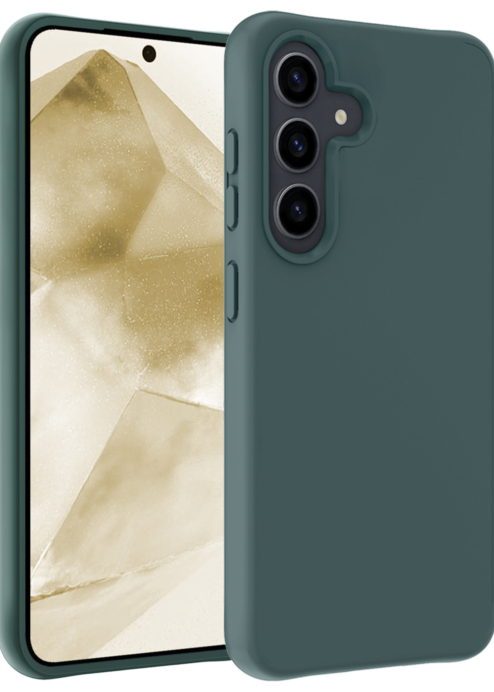 LUQ Hoesje Geschikt voor Samsung A55 Hoesje Siliconen Case - Hoes Geschikt voor Samsung Galaxy A55 Hoes Siliconen - Donkergroen