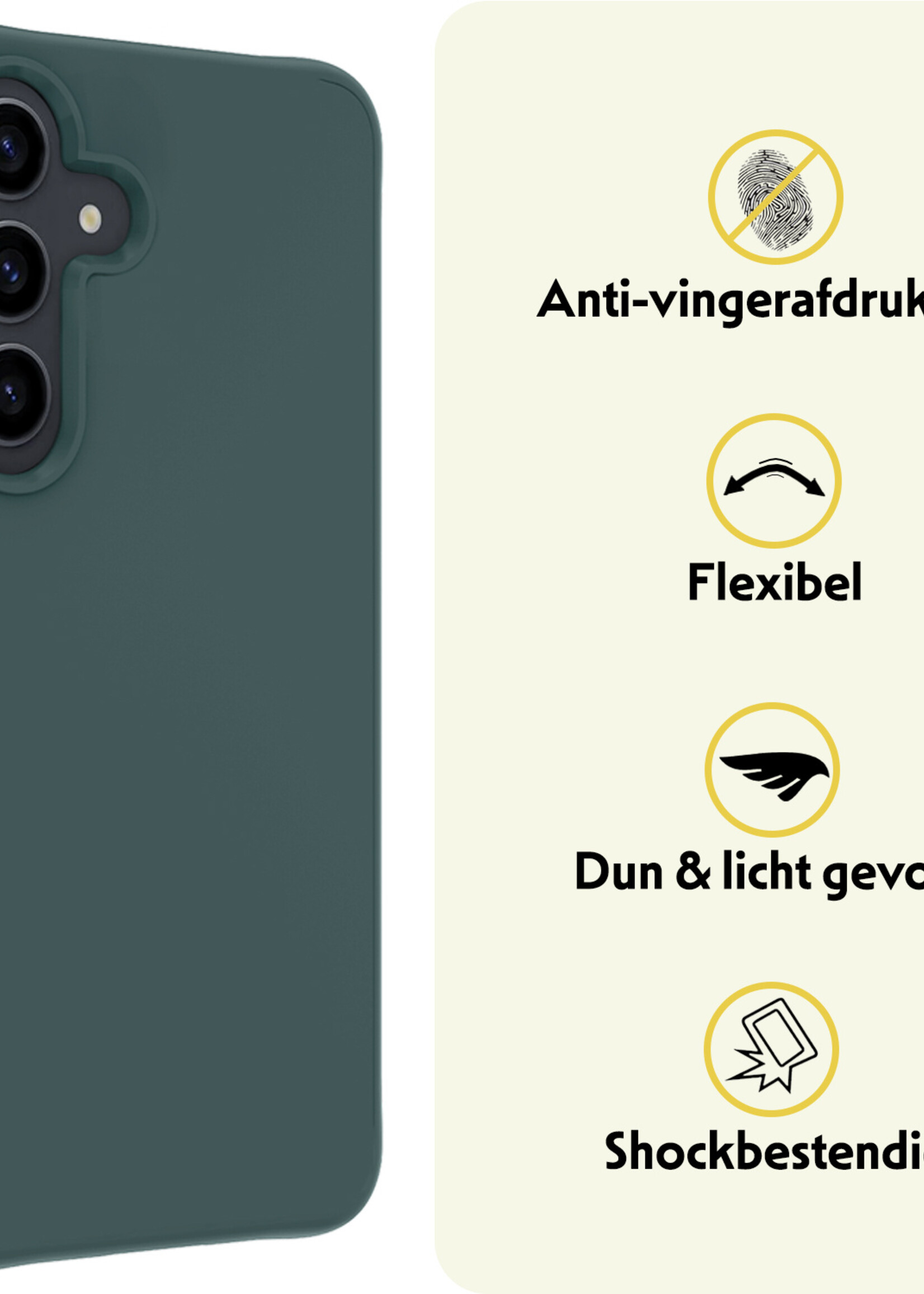 LUQ Hoesje Geschikt voor Samsung A55 Hoesje Siliconen Case - Hoes Geschikt voor Samsung Galaxy A55 Hoes Siliconen - Donkergroen