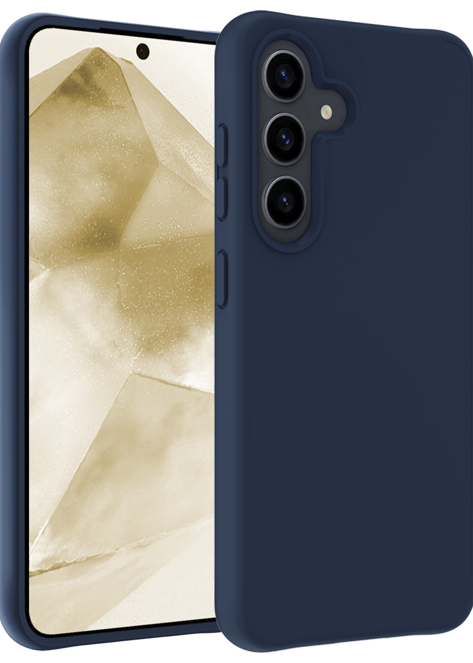 LUQ Hoesje Geschikt voor Samsung A55 Hoesje Siliconen Case - Hoes Geschikt voor Samsung Galaxy A55 Hoes Siliconen - Donkerblauw