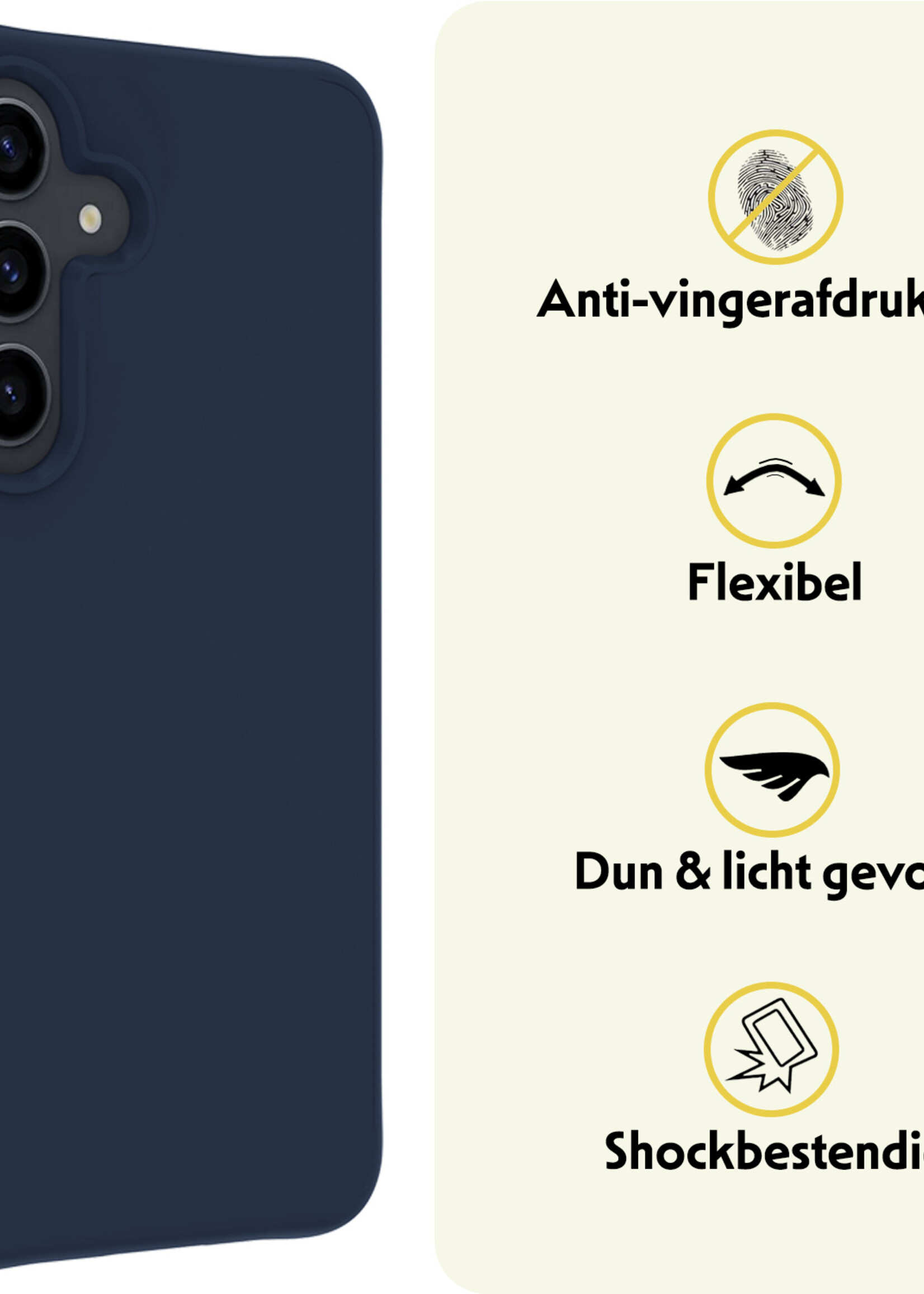 LUQ Hoesje Geschikt voor Samsung A55 Hoesje Siliconen Case - Hoes Geschikt voor Samsung Galaxy A55 Hoes Siliconen - Donkerblauw