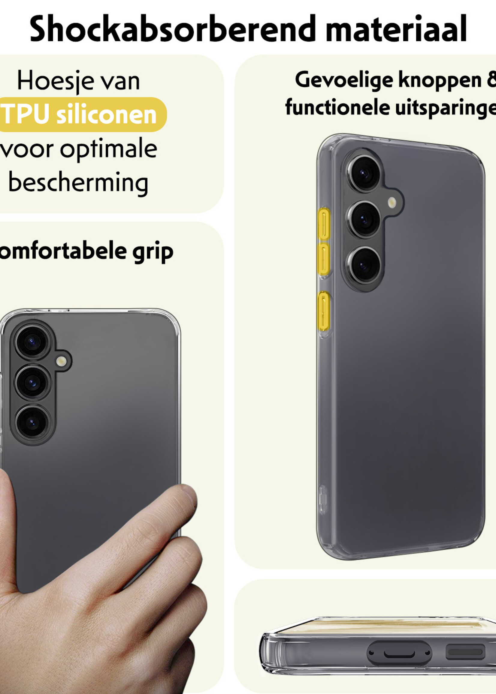 LUQ Hoesje Geschikt voor Samsung A55 Hoesje Siliconen Case - Hoes Geschikt voor Samsung Galaxy A55 Hoes Siliconen - Transparant - 2 Stuks