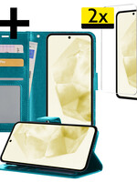 LUQ LUQ Samsung Galaxy A35 Hoesje Bookcase Met 2x Screenprotector - Turquoise