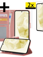 LUQ LUQ Samsung Galaxy A35 Hoesje Bookcase Met 2x Screenprotector - Rose Goud