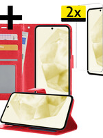 LUQ LUQ Samsung Galaxy A35 Hoesje Bookcase Met 2x Screenprotector - Rood