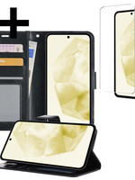 LUQ LUQ Samsung Galaxy A35 Hoesje Bookcase Met Screenprotector - Zwart