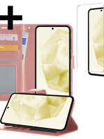 LUQ LUQ Samsung Galaxy A35 Hoesje Bookcase Met Screenprotector - Rose Goud
