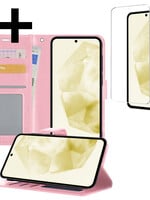 LUQ LUQ Samsung Galaxy A35 Hoesje Bookcase Met Screenprotector - Lichtroze