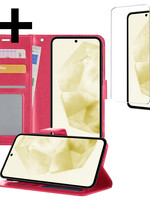 LUQ LUQ Samsung Galaxy A35 Hoesje Bookcase Met Screenprotector - Donkerroze