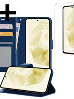 LUQ LUQ Samsung Galaxy A35 Hoesje Bookcase Met Screenprotector - Donkerblauw