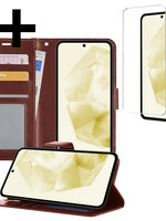 LUQ LUQ Samsung Galaxy A35 Hoesje Bookcase Met Screenprotector - Bruin