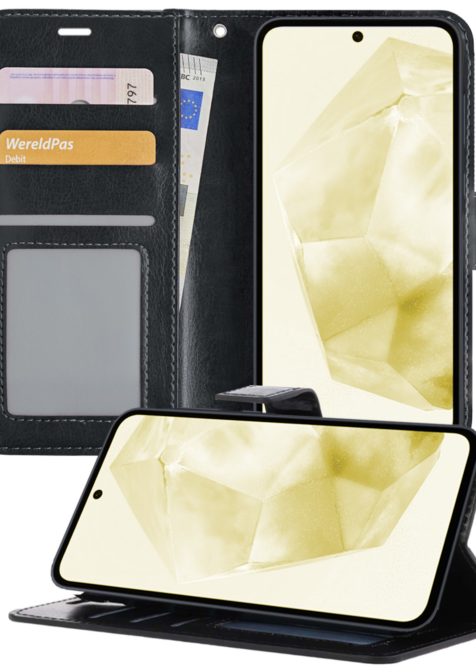 LUQ Hoesje Geschikt voor Samsung A35 Hoesje Book Case Hoes Wallet Cover - Hoes Geschikt voor Samsung Galaxy A35 5G Hoesje Bookcase Hoes - Zwart